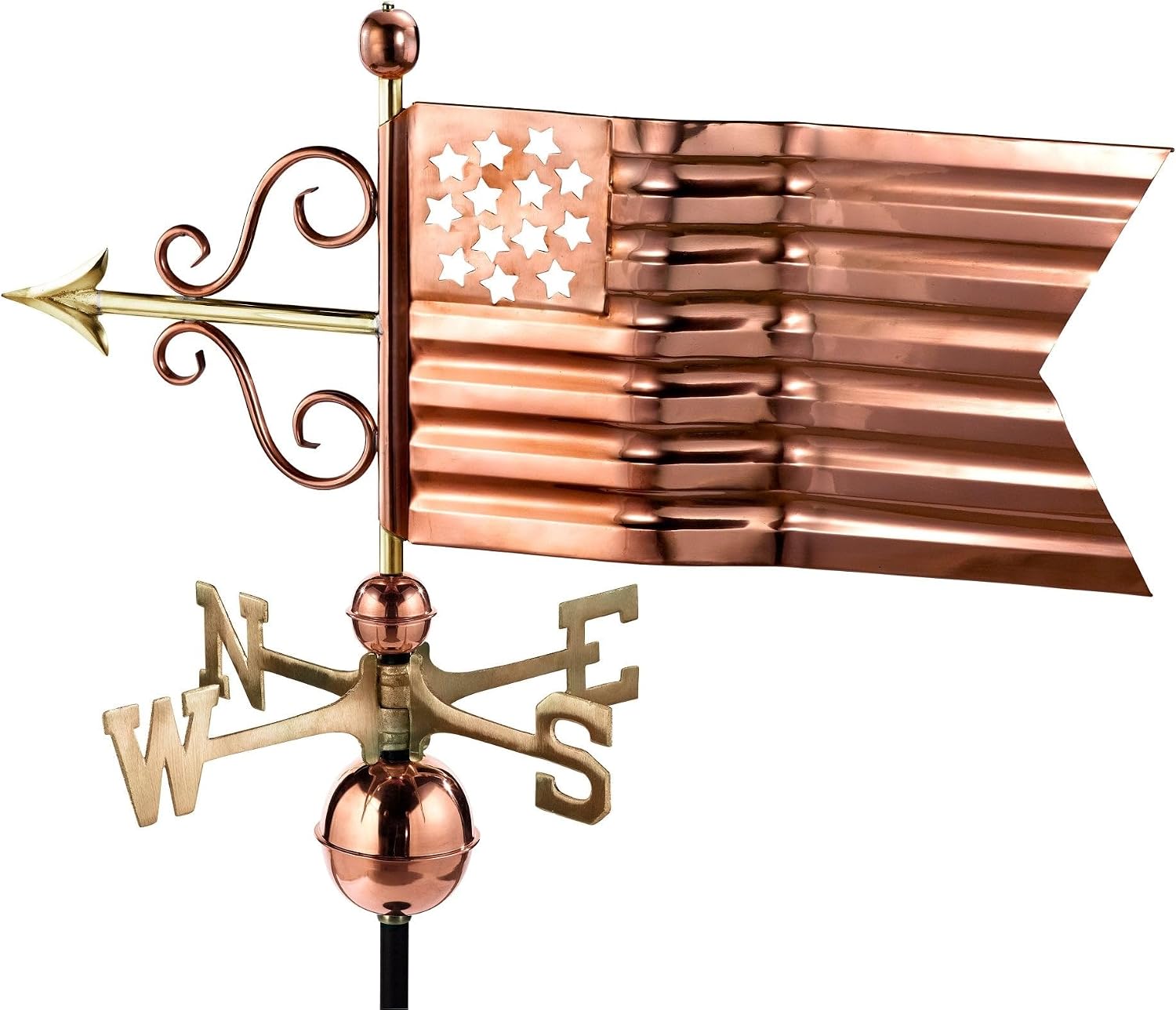Good Directions 667P American Flag Weathervane, Polished Copper