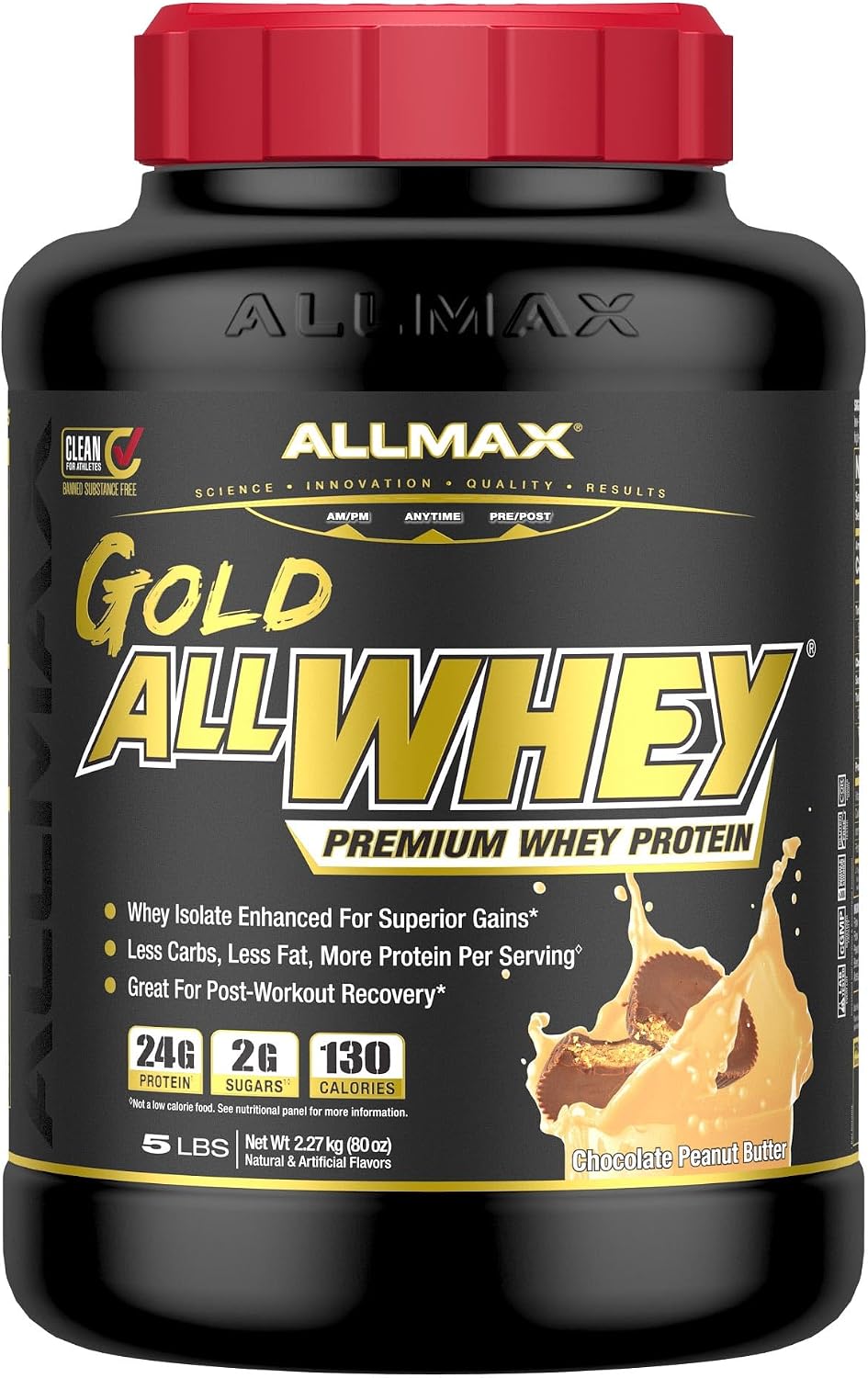 ALLMAX AllWhey Gold Whey Protein Powder, Chocolate Peanut Butter, 5 lb