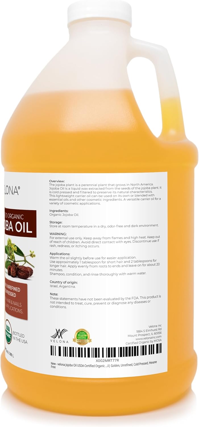 velona USDA Organic Castor Oil - 64 fl oz, Cold Pressed, USP Grade
