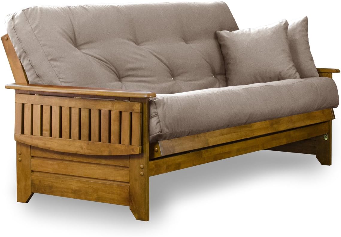 Brentwood Tray Arm Full Size Wood Futon Frame - Heritage Finish