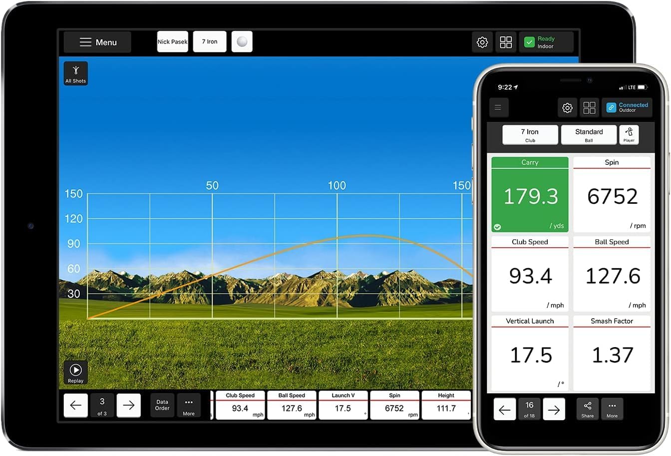 FlightScope Mevo Launch Monitor with The Net Return Home Series V2 Golf Net | 8 Swing Data Parameters, Skills Games, Video Capture, Swing Training | Indoor and Outdoor