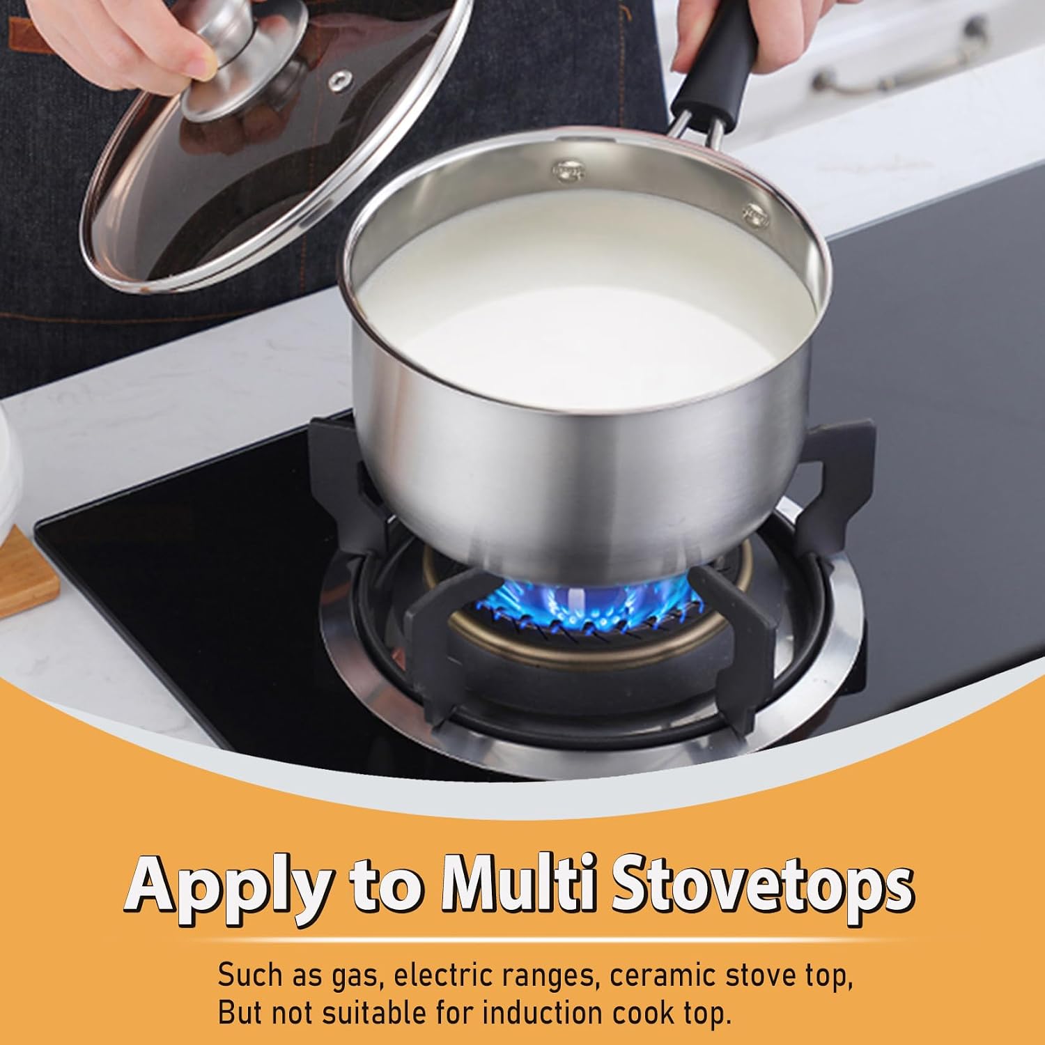 P&P CHEF 1 Quart Sauce Pan With Lid, Small Pot Saucepan, 1 Pc
