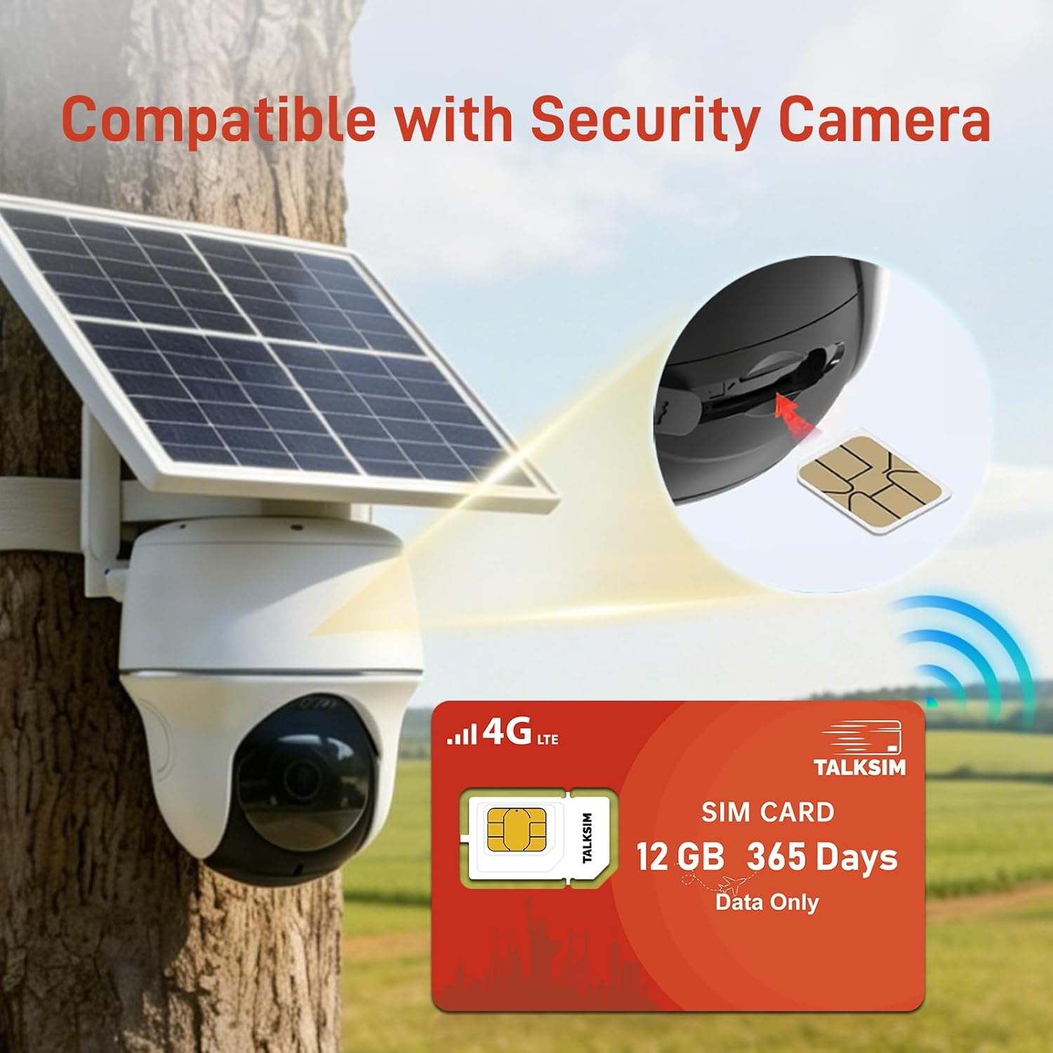 Data SIM Card 24GB 365Days Works with Verizon, AT&T and T-Mobile | 4G LTE USA Data Only, Compatible with Unlocked Security Camera/Router/Mobile WiFi Hotspot/Tablet/Trail Devices