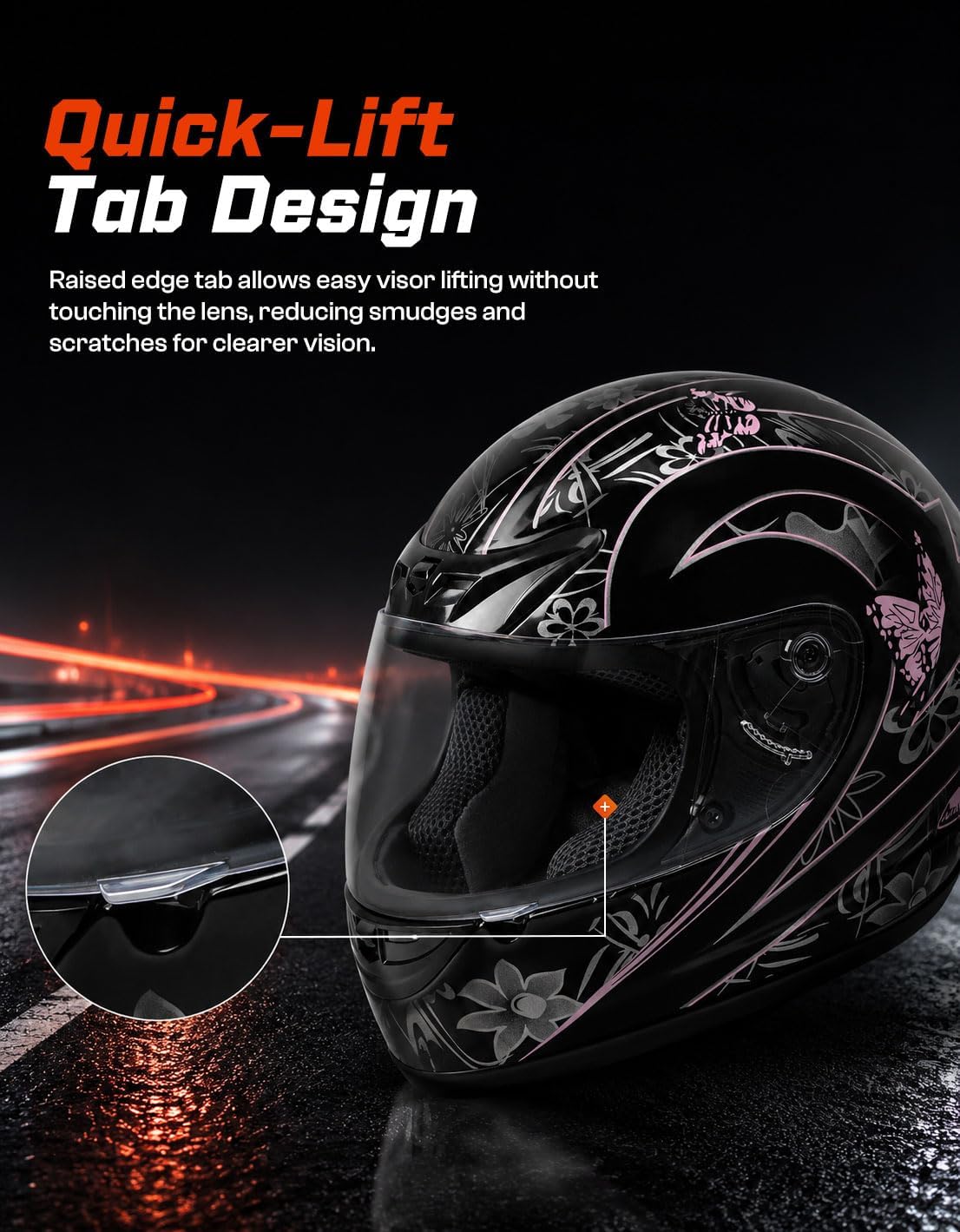TCMT Full Face Helmet for Adult Men & Women, DOT Approved