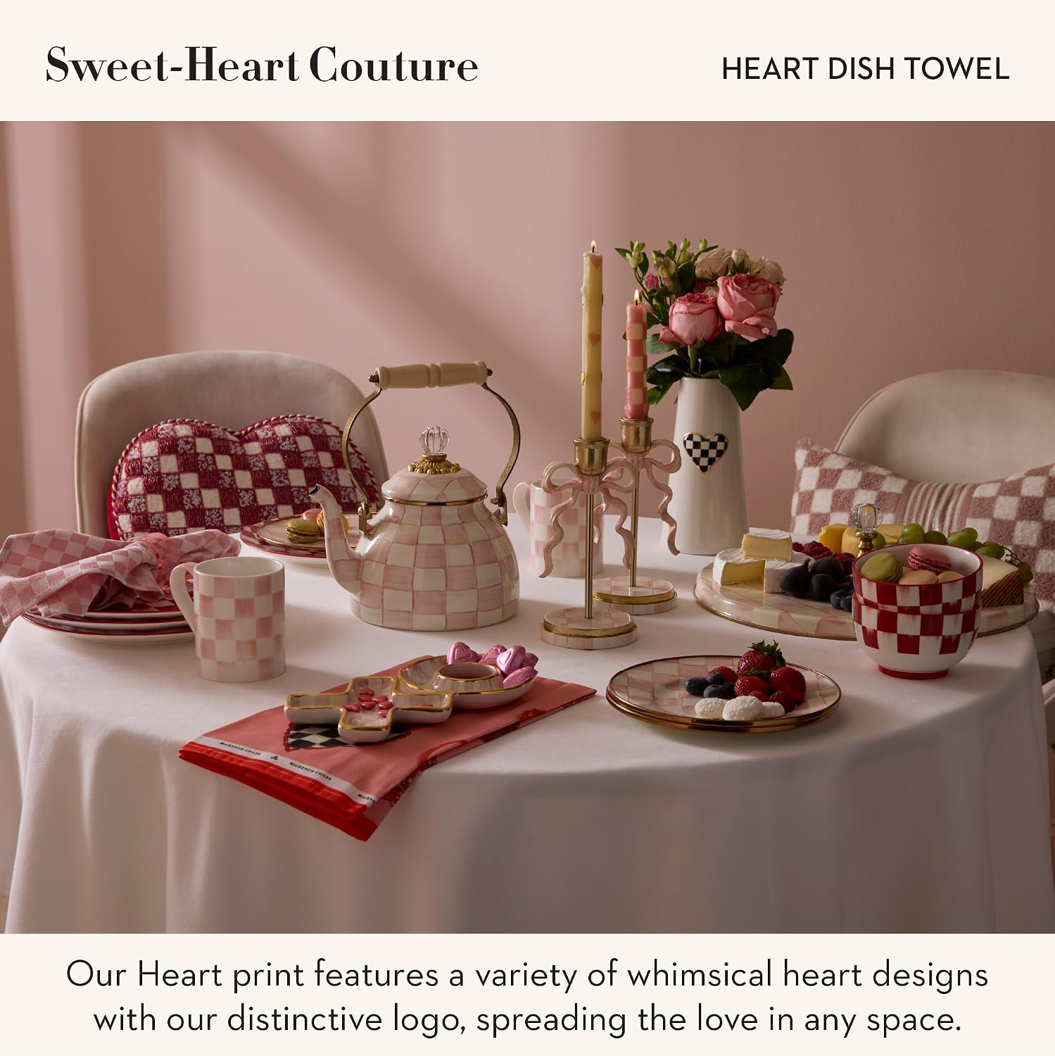 MACKENZIE-CHILDS Cotton Dish Towel, Hydrangea Tea Kettle