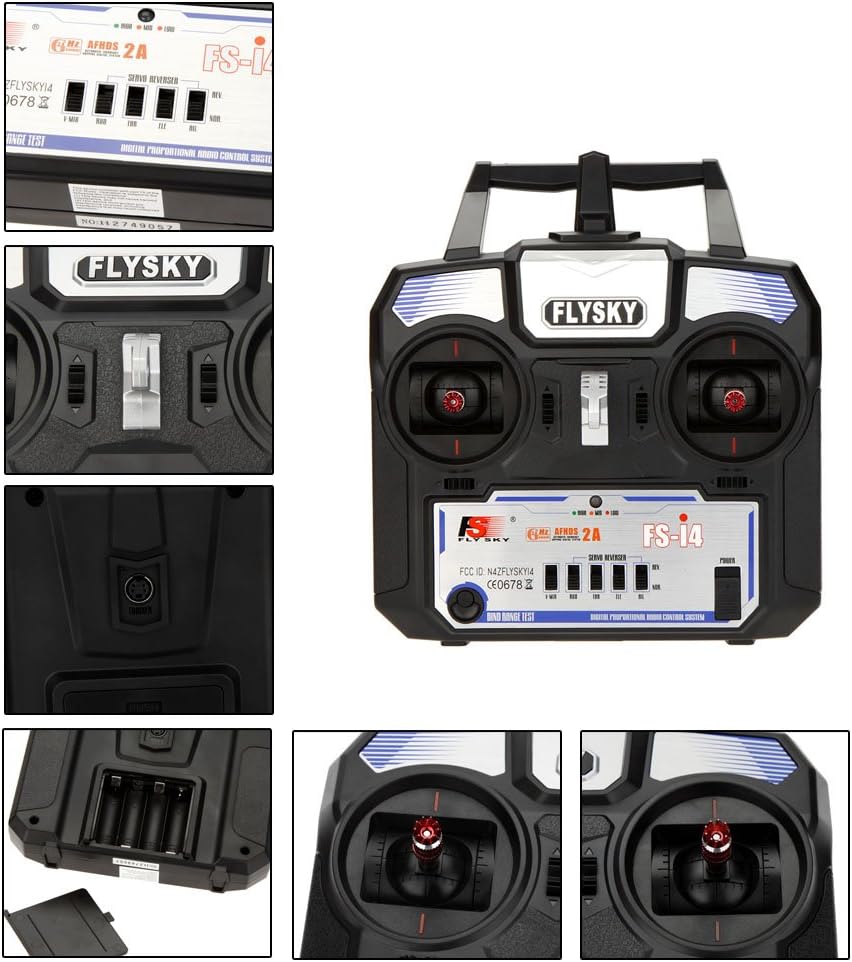 Flysky FS-i4 AFHDS 2A 2.4GHz 4CH Radio System Transmitter for RC Helicopter Glider with FS-A6 Receiver
