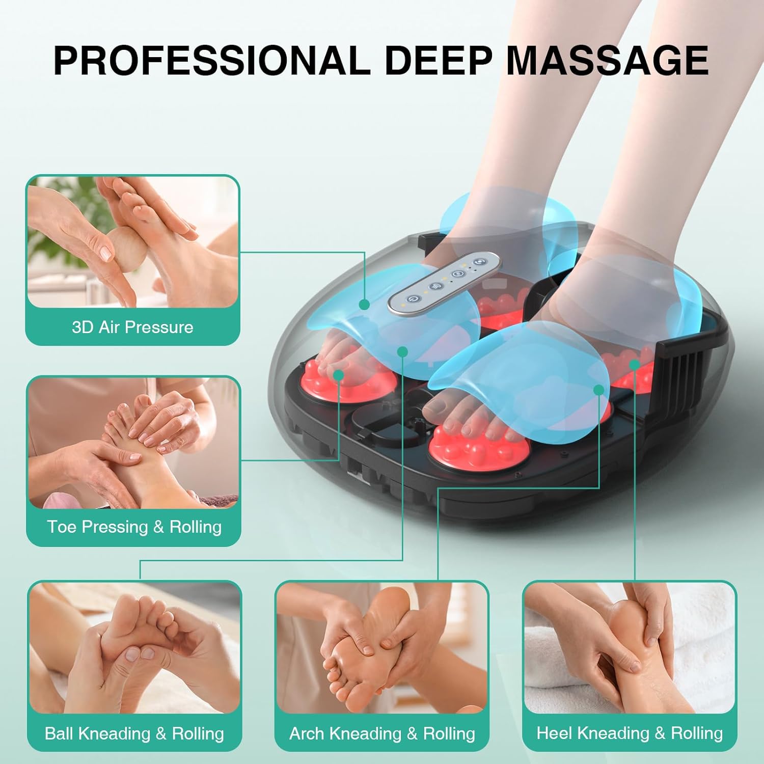 Medcursor Foot Massager with Heat - Shiatsu Feet Massage Machine Delivers Relief for Tired Muscles & Plantar, Deep Kneading Therapy