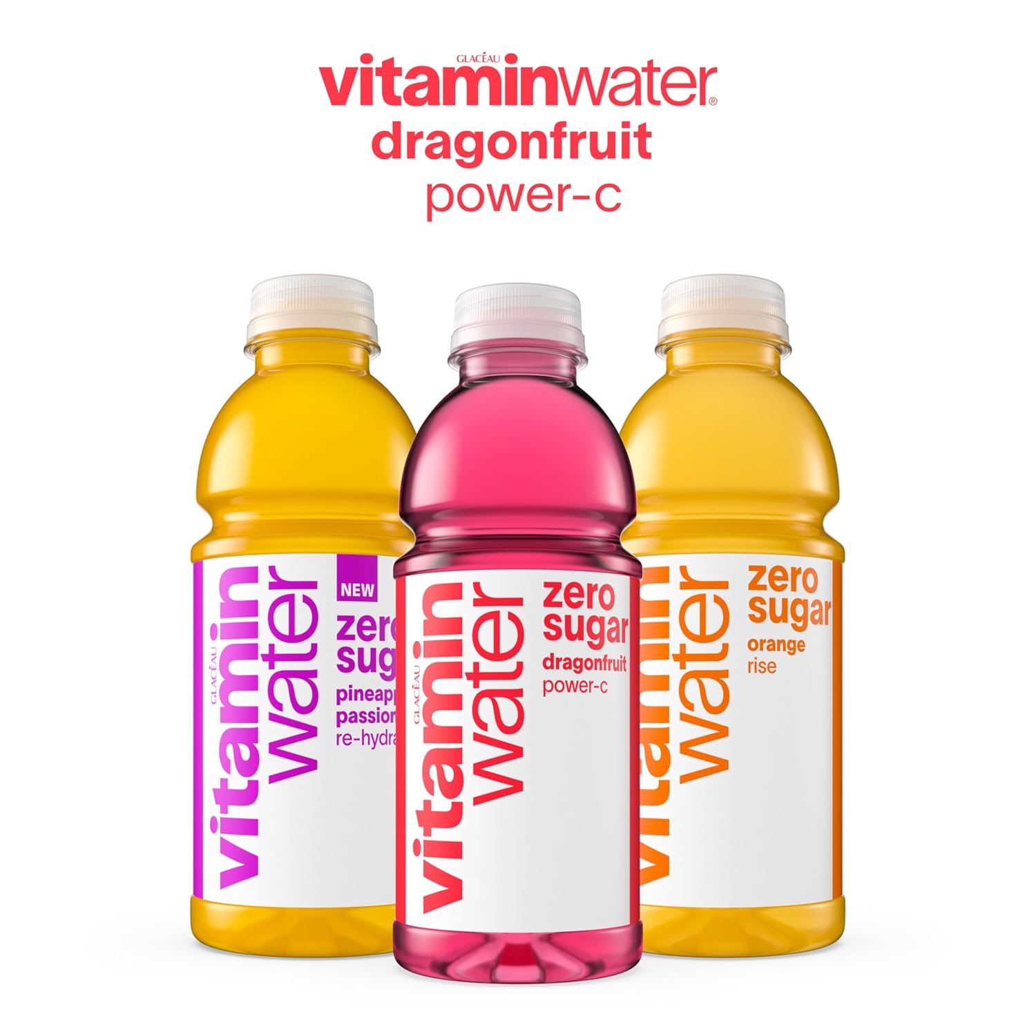 vitaminwater Power-C Dragonfruit Water Beverage, 16.9 fl oz, 6 pack | Bottled, nutrient-enhanced flavored water drink with 90 calories per bottle, antioxidants, and vitamins
