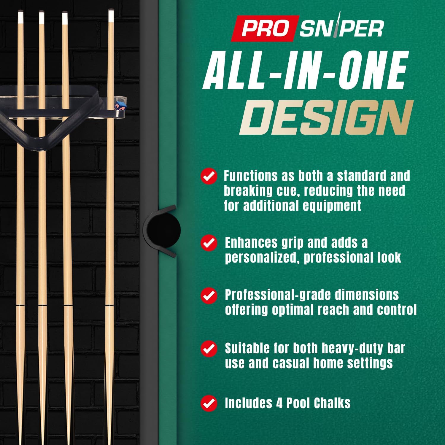 Prosniper Premium Pool Sticks Set of 4 | 58-Inch