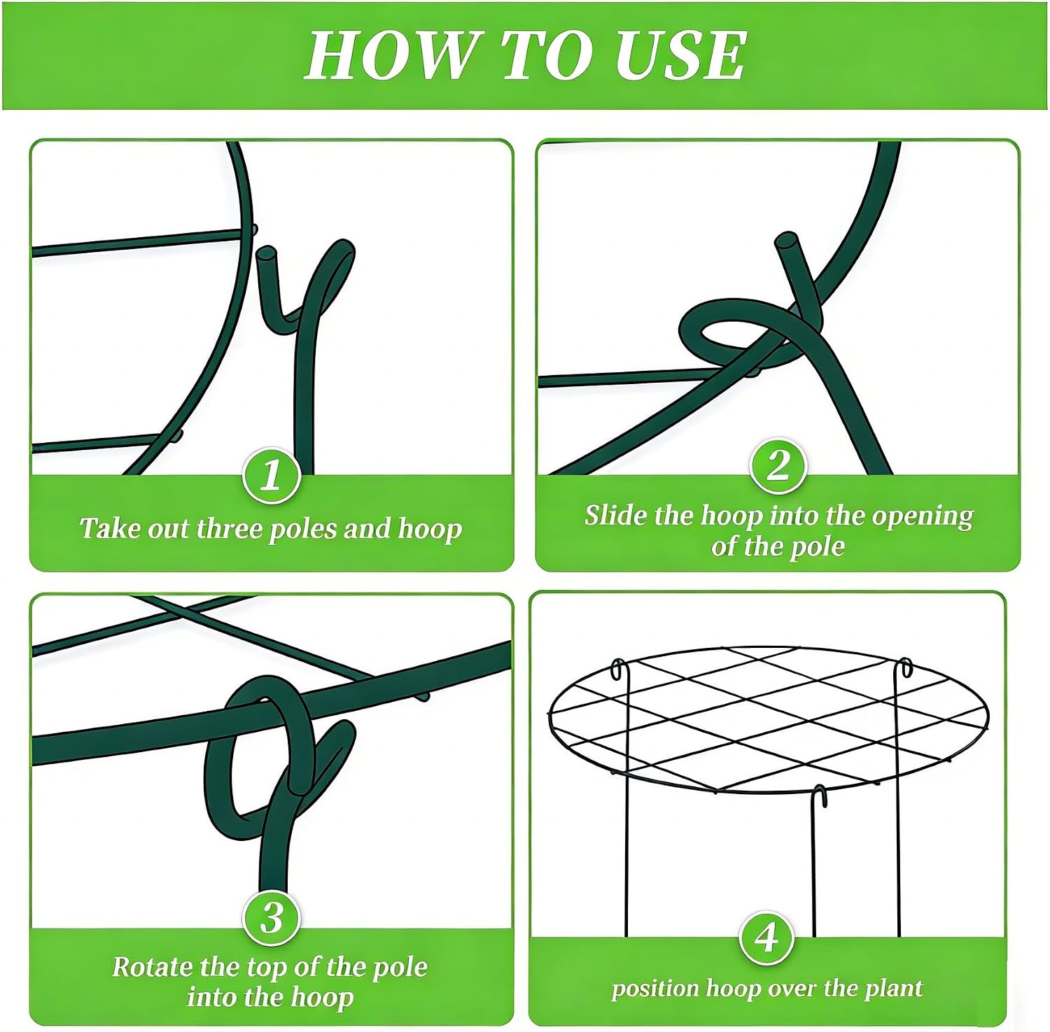 MTB Supply 5 Pack 36" x 18" Peony Double Ring Plant Support,Plant Support Stakes for Tomatoes Peony Lily Rose Plant Support Rings Peony Cages for Outdoor Plants Flowers Vegetables