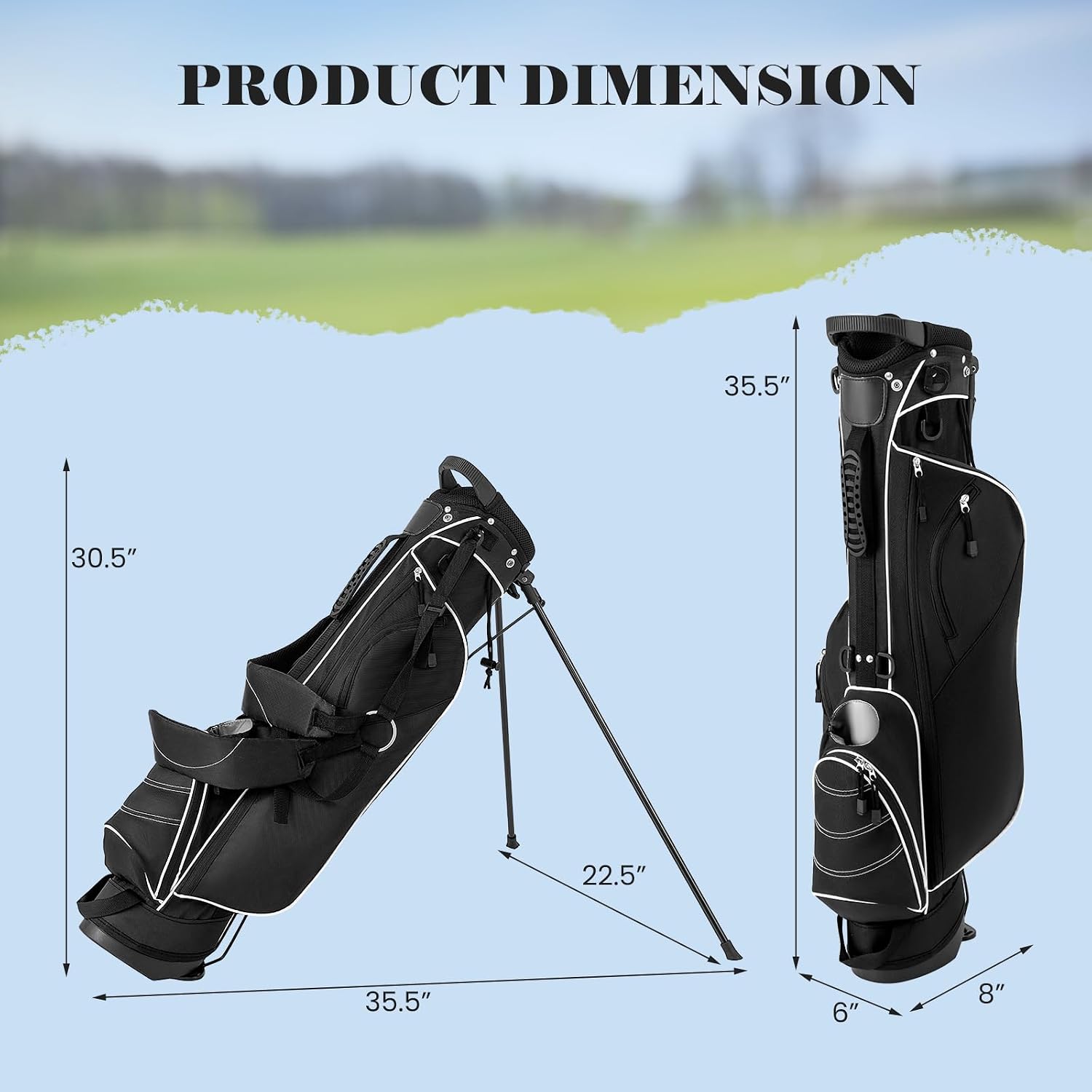 Tangkula Golf Stand Bag, Lightweight Organized Golf Bag, Easy Carry Shoulder Bag with 4 Way Dividers and 4 Pockets for Extra Storage