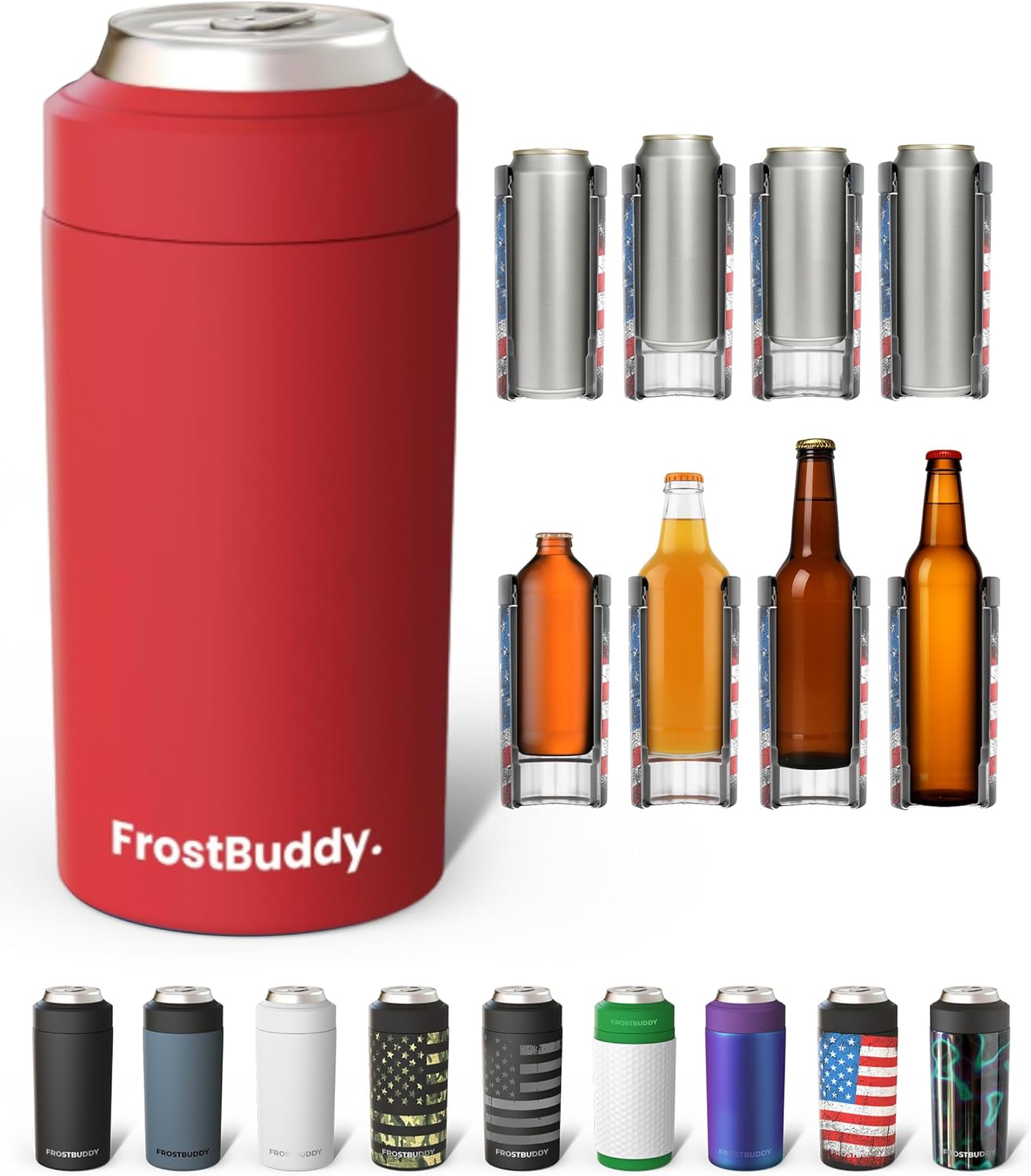 Frost Buddy Universal Can Cooler - Fits Slim Cans, 12 & 16oz (MatteBlack)