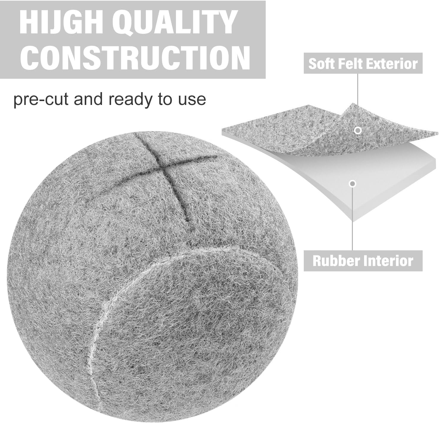 URBEST Walker Tennis Balls 4pcs Precut Heavy Duty Tennis Balls for Walkers