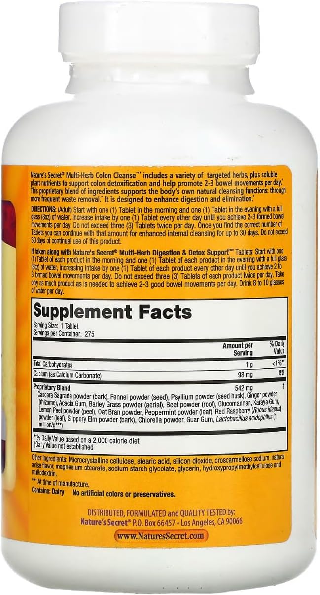 Nature's Secret Multi-Herb Colon Cleanse, 275 Tablets