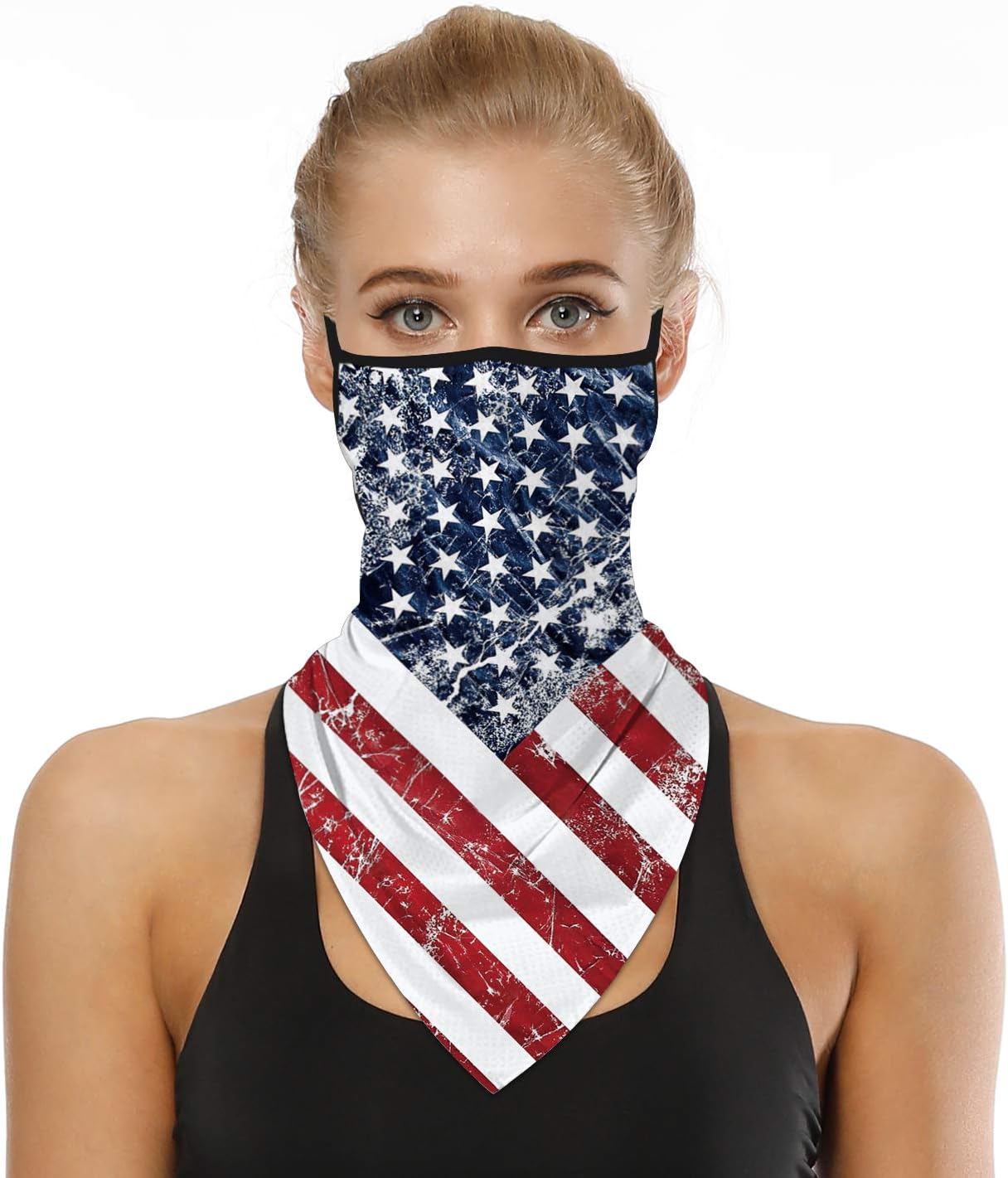 YAYOUREL Neck Gaiter Face Mask Bandanas for Men Women UV Face Scarf Cover Ear Loop Hole Facemask for Fishing Running Cycling