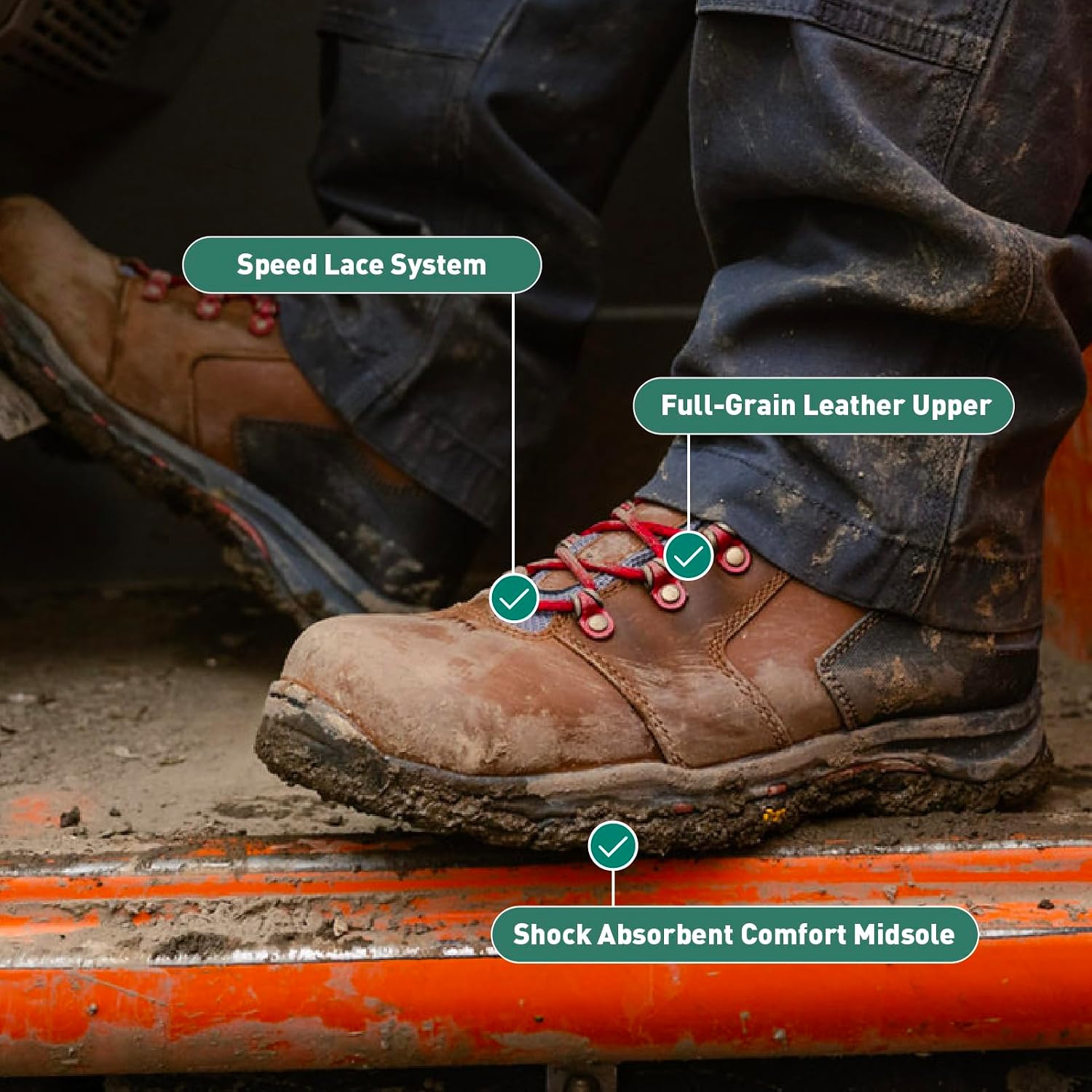 Danner Vicious Composite Toe Work Boots for Men, Waterproof, ASTM Approved | Composite Toe Boots for Men, For Electrical Hazard Work, Slip Resistant Grip, TPU Shank, Construction Boots