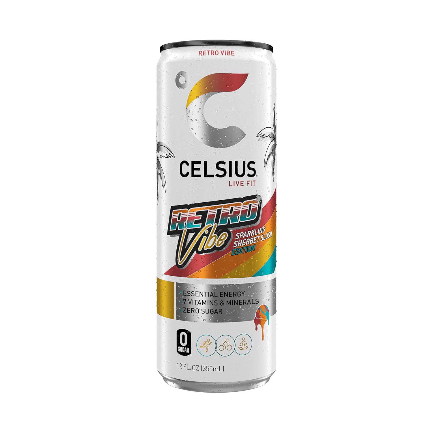 CELSIUS PEACH VIBE Sparkling White Peach, Sugar Free Energy Drink, 12 Fl Oz (Pack of 12)