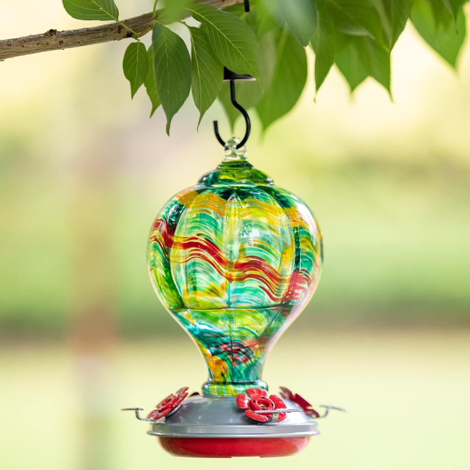 Muse Garden 32OZ Humming Bird Feeder Ant Moat,Gifts for Bird Lover,Gardening Backyard Decor Hummingbird Nectar Capacity,Nebula