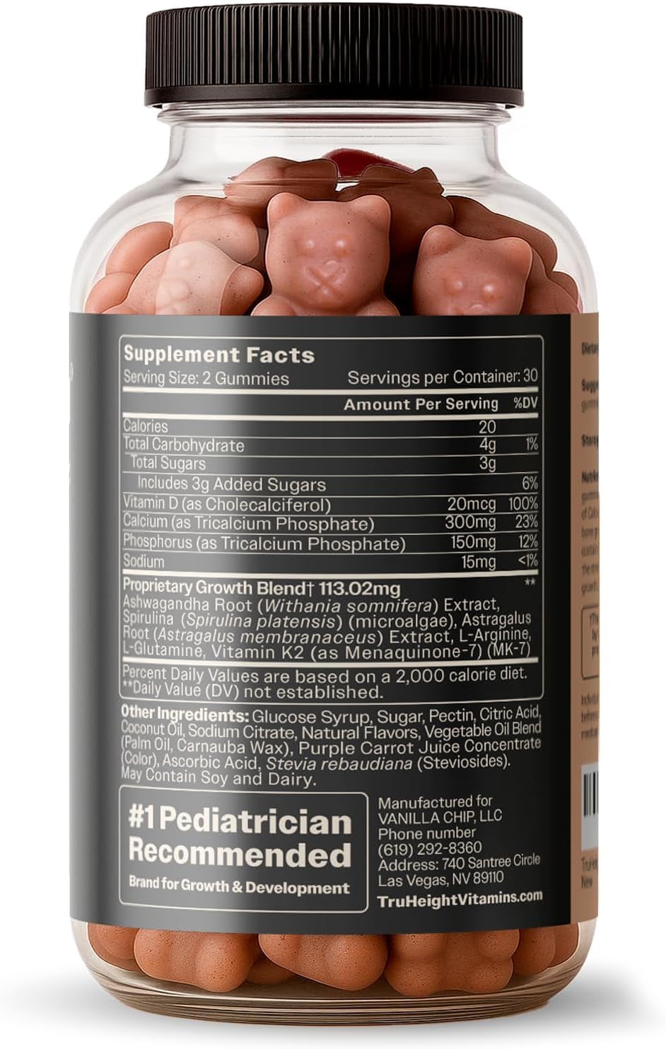 TruHeight Growth Gummies (Watermelon) Tall Nutrition for Natural Growth Supplement for Kids & Teens - Vitamin D, K, Calcium & Ashwagandha