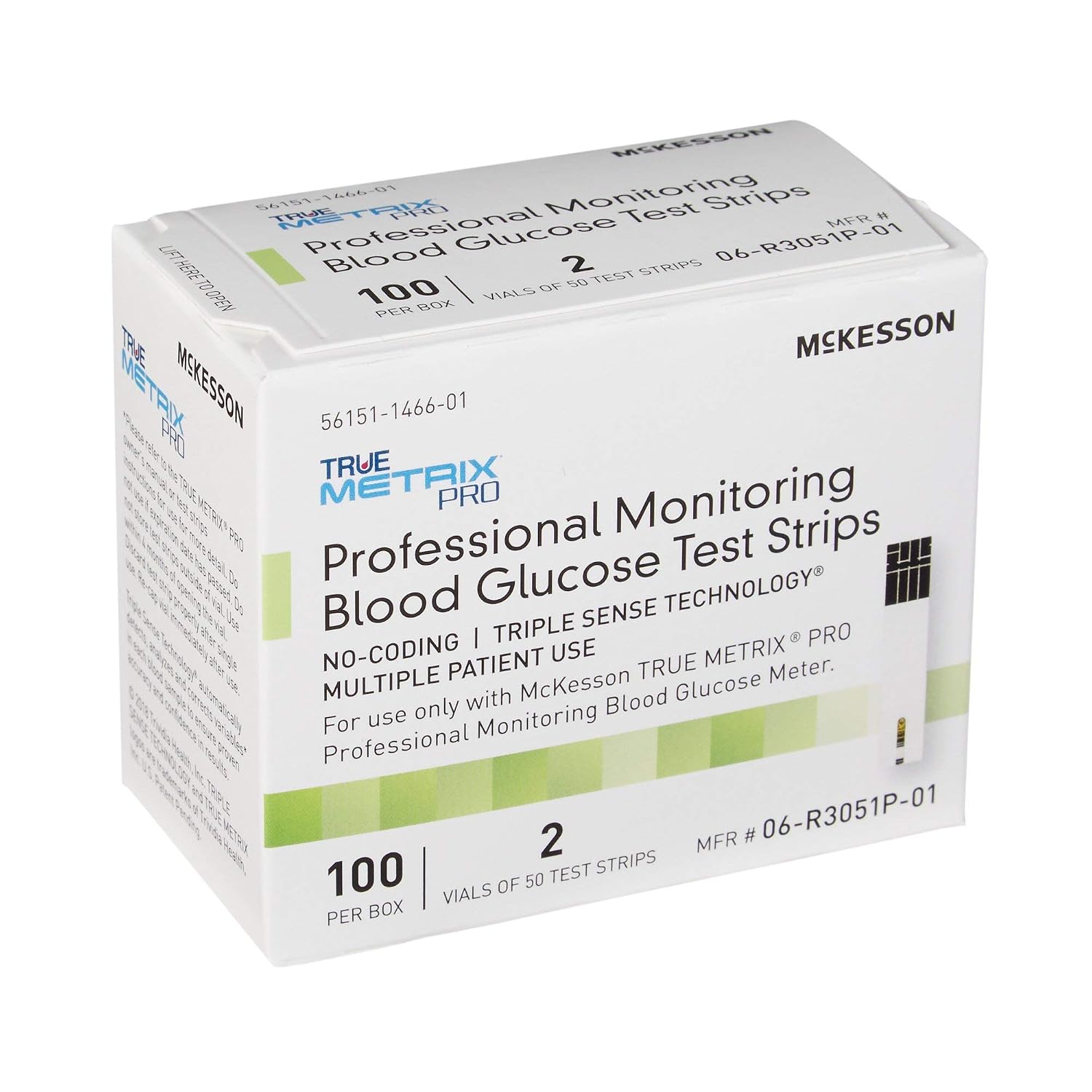McKesson 06-R3051P-05 True Metrix Pro Professional Monitoring Blood Glucose Test Strip, Box of 50
