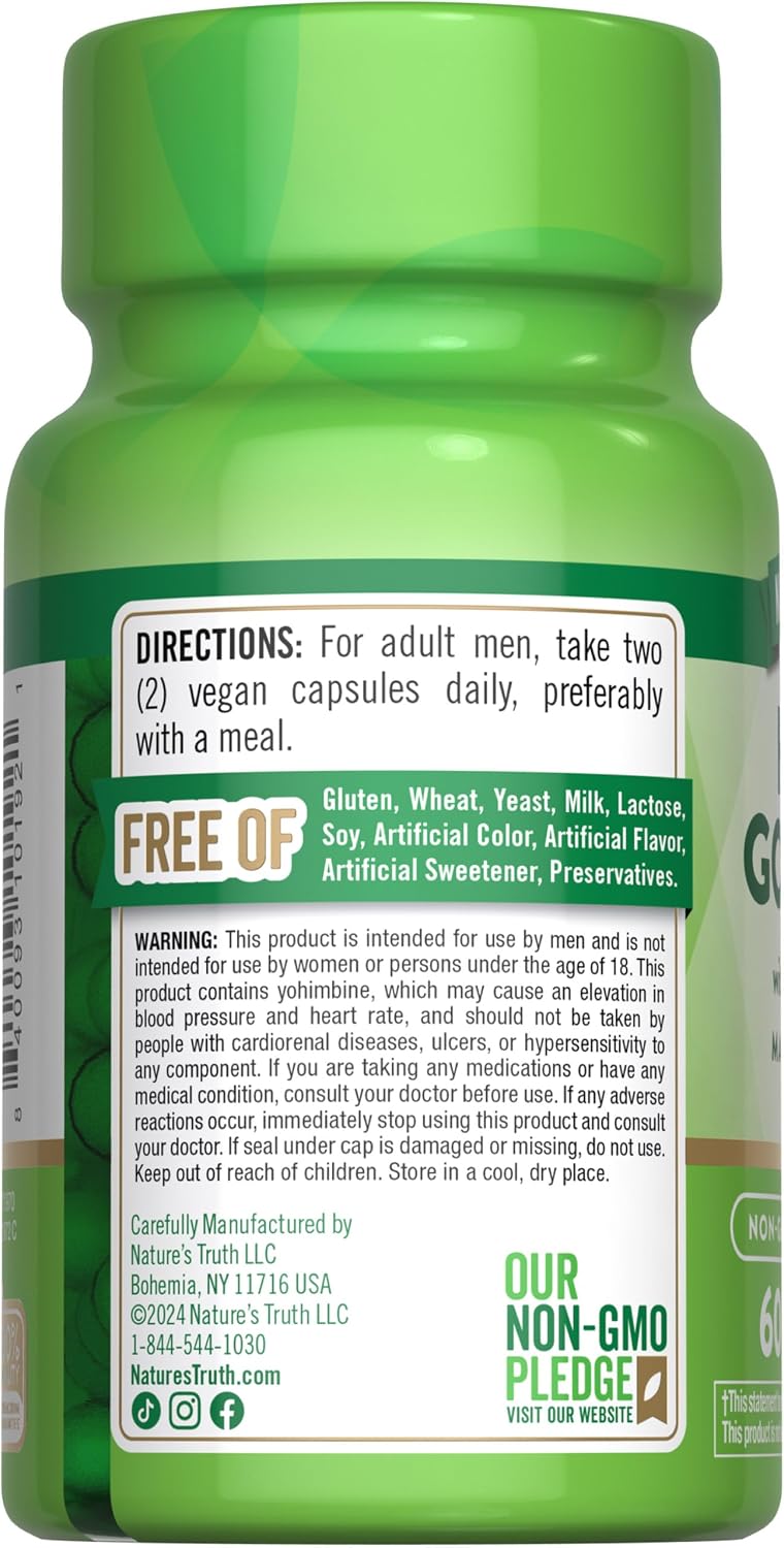 Nature's Truth Horny Goat Weed with Maca | 60 Powder Extract Capsules | Vegan, Non-GMO and Gluten Free Supplement