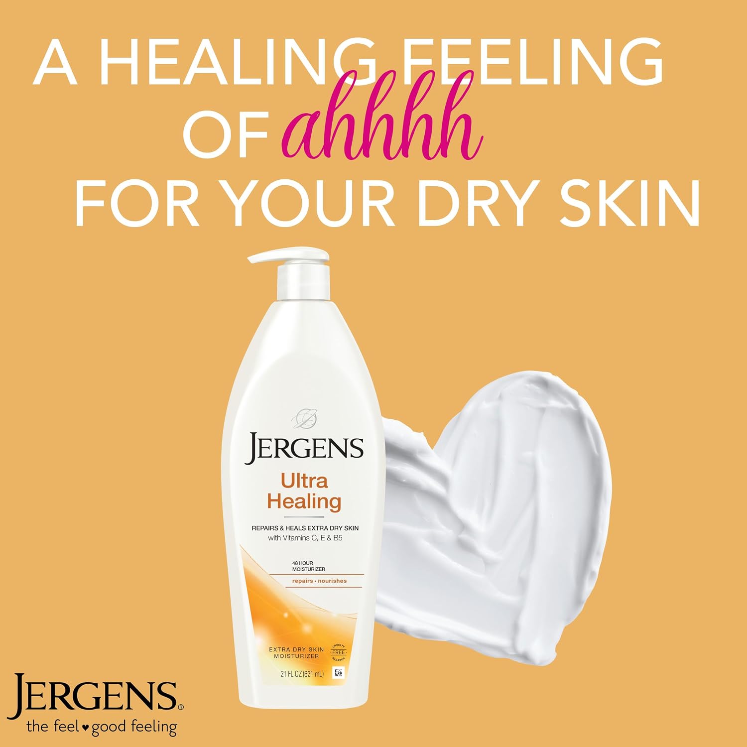 Jergens Ultra Healing Dry Skin Lotion, Hand and Body Moisturizer for Quick Absorption into Extra Dry Skin with Hydralucence Blend, Vitamins C, E and B5, White, 32oz