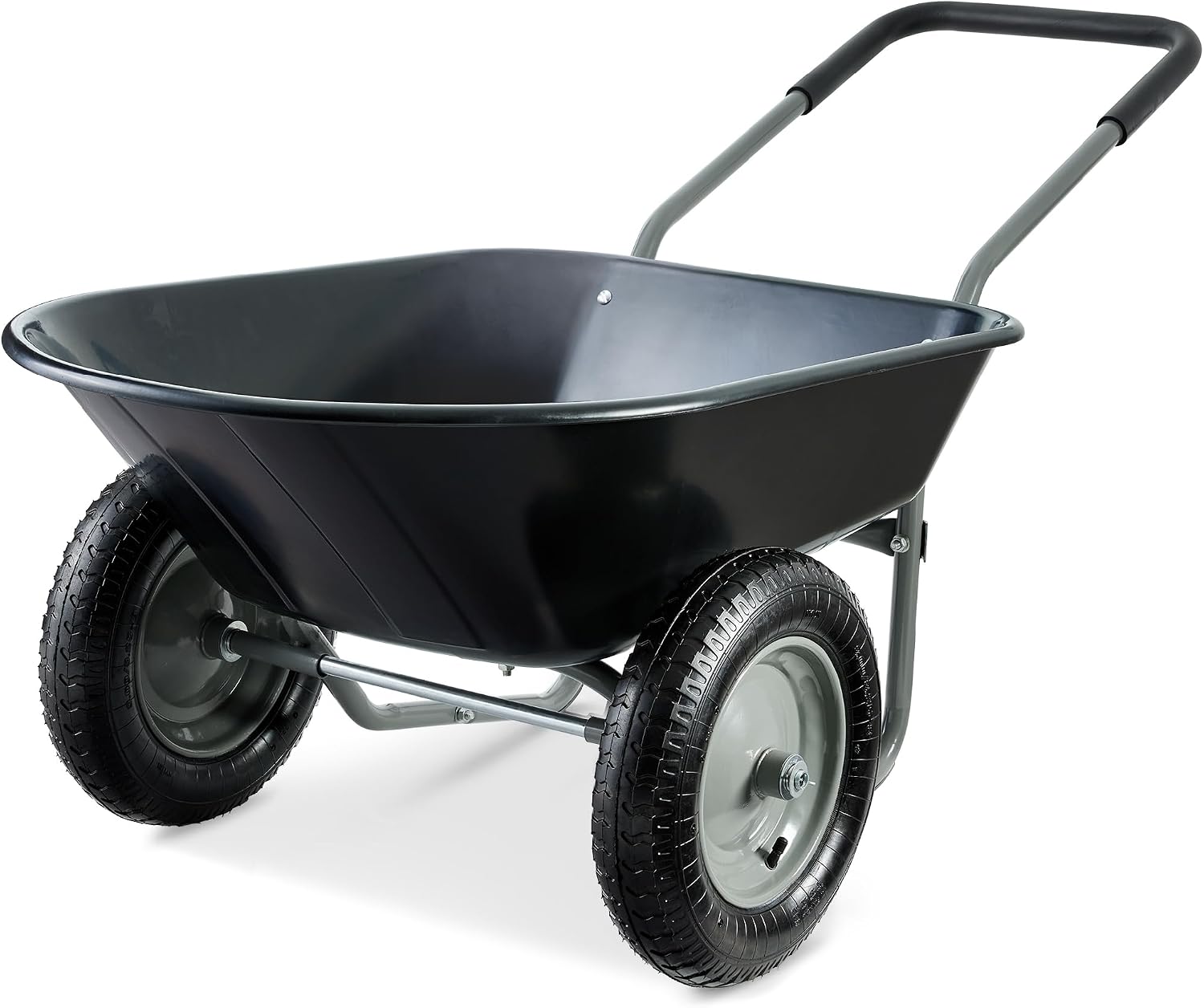 Best Choice Products Dual-Wheel Home Utility Yard Wheelbarrow Garden Cart w/Built-in Stand for Lawn, Gardening, Construction - Green