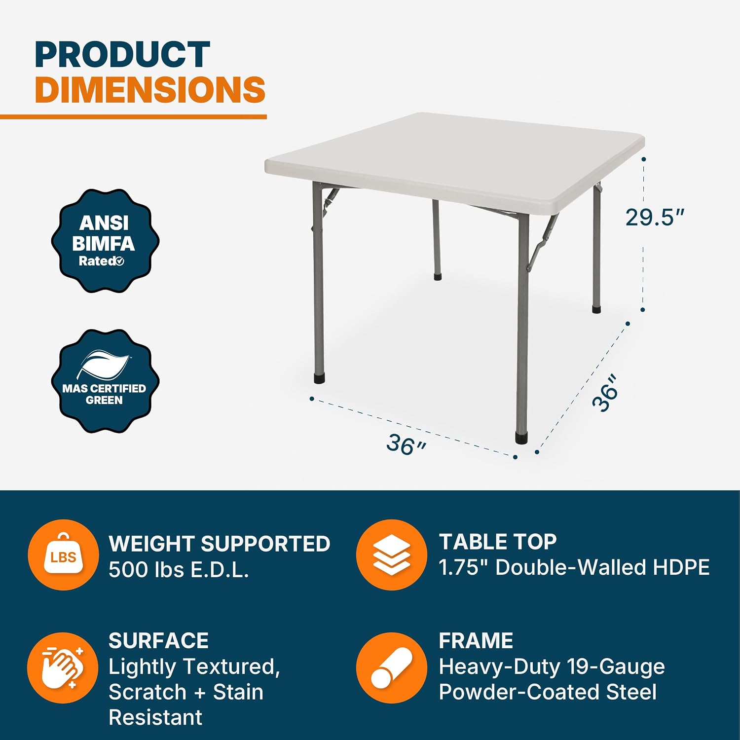 OEF Furnishings OEFBT2448 Utility Series Heavy-Duty Premium Commercial-Grade Indoor/Outdoor Folding Table (24 x 48 in, Rectangular