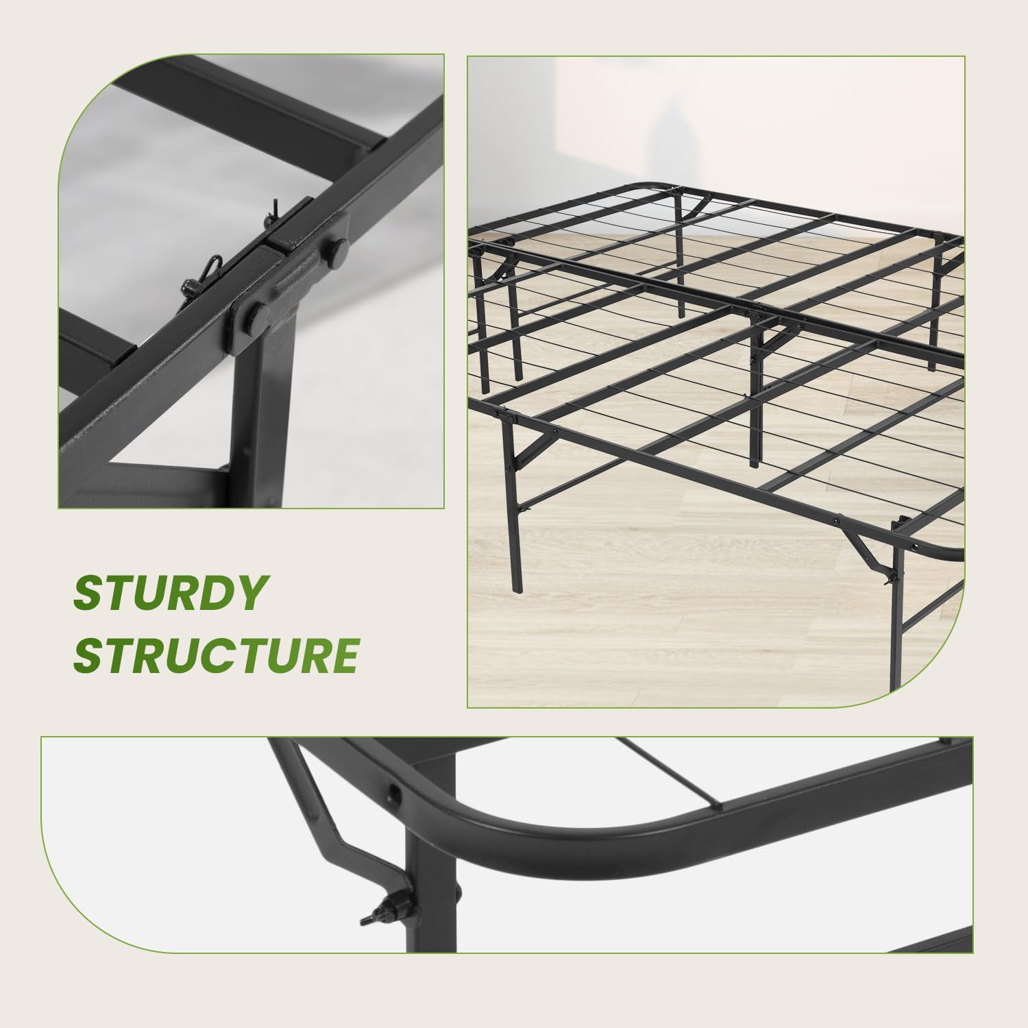 BestMassage | Twin Bed Frame | Metal | Heavy Duty Steel Slats with 6 Legs | Foldable | Sturdy, No Box Spring Needed | Easy to Assemble with Under-Bed Storage | Furniture for Home, Dorms