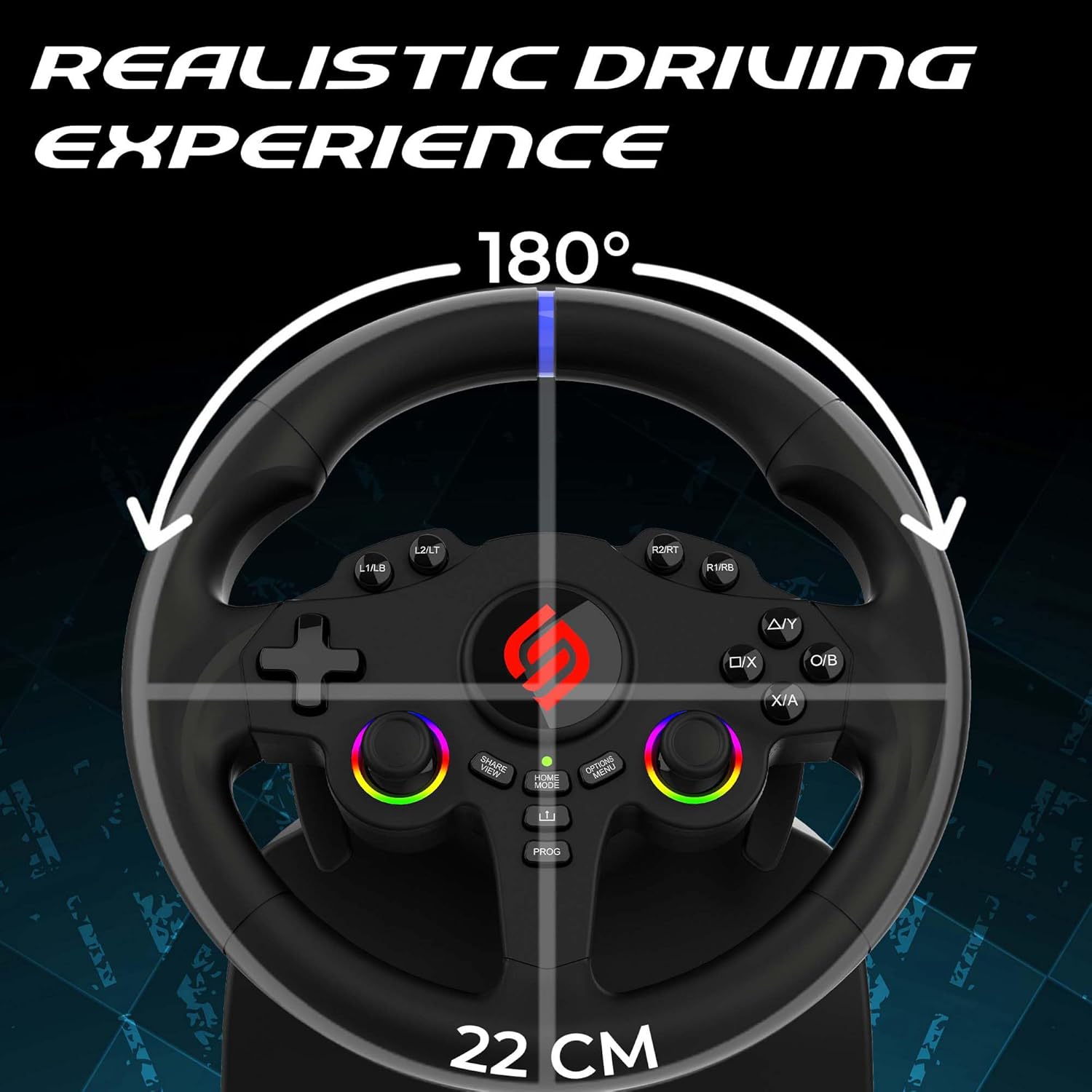 SUBSONIC Racing SV250 Gaming Steering Wheel Switch 2, PS4, Xbox & PC – 180°