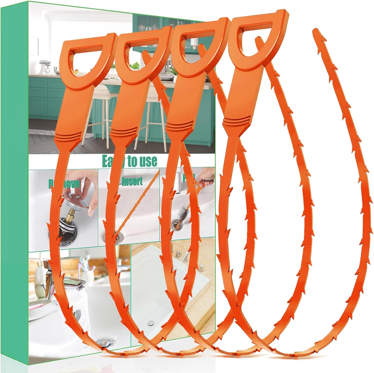 Drain Snake Hair Drain Clog Remover - 3 Pack Shower Sink Unclogger Tool