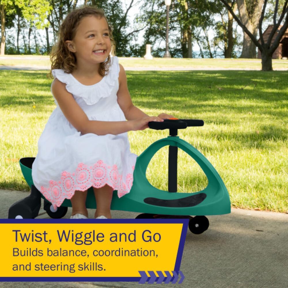 Wiggle Car Ride On Toy - No Batteries, Gears or Pedals - Twist, Swivel, Go - Outdoor Ride Ons for Kids 3 Years and Up by Lil' Rider (Hot Pink and Black)