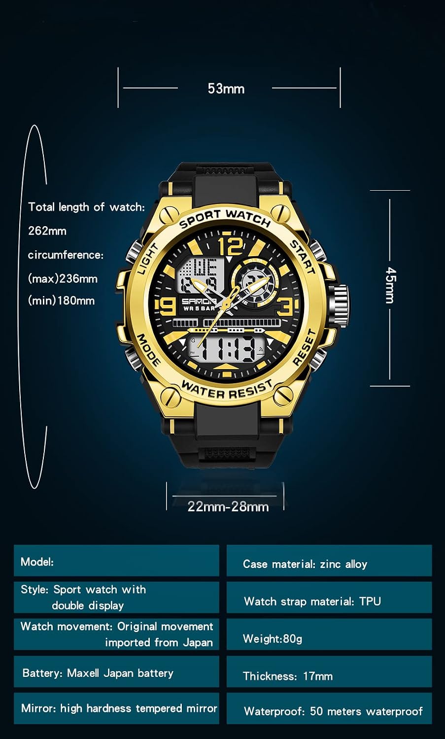 KXAITO Men's Watches Sports Outdoor Waterproof Military Watch Date Multi Function Tactics LED Alarm Stopwatch