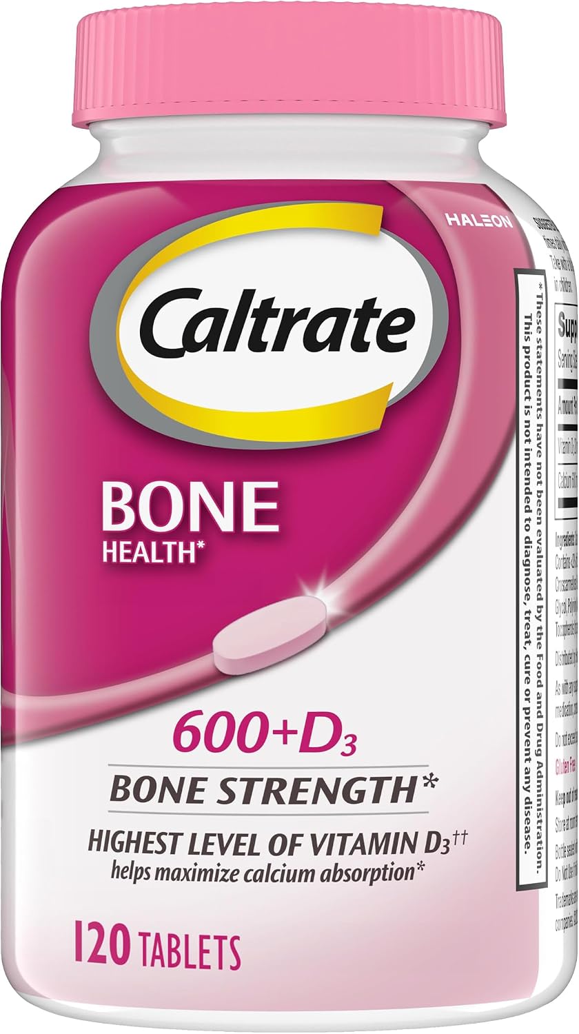 Caltrate 600 Plus D3 Vitamin D and Calcium Supplement Tablets, 120 Count | Highest Level of Vitamin D3