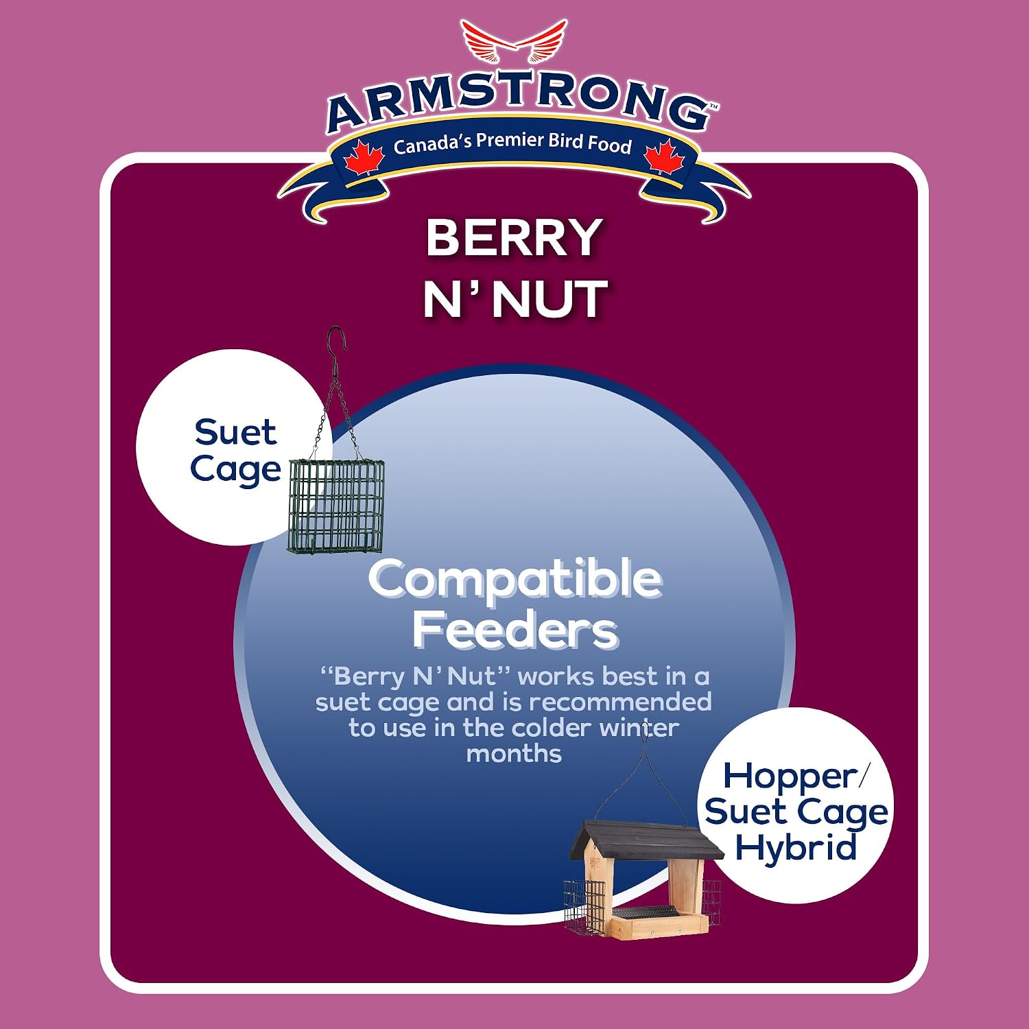 Armstrong Wild Bird Food Berry N' Nut Suet Cake, 11.3 Ounces (Pack of 3) - with Cut Corn, Rendered Beef Fat, White Millet