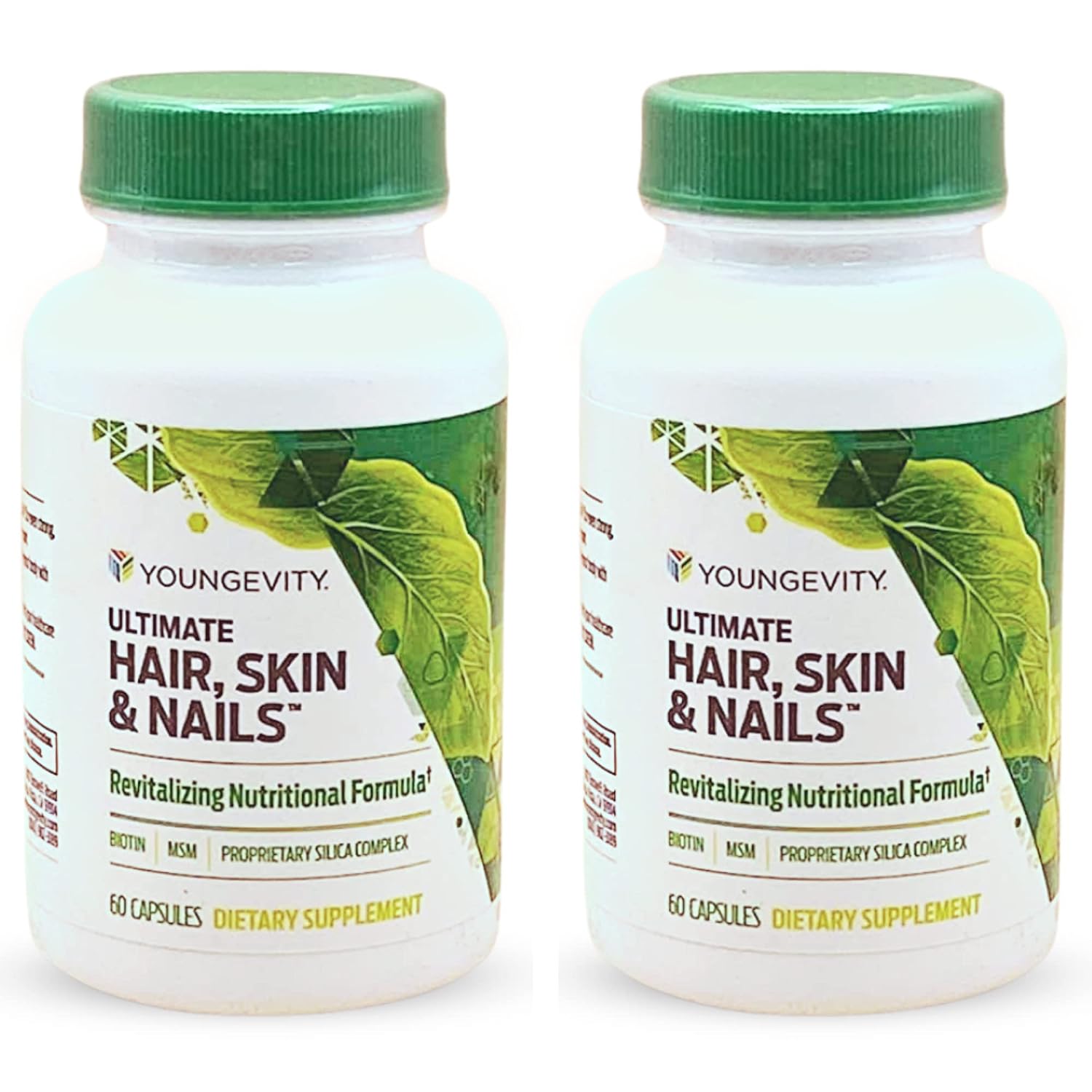 Youngevity Hair Skin and Nails Formula with Biotin and Silica, 60 Caps | Biotin, MSM, silica, vitamins, minerals and antioxidants, hair growth support, radiant skin, strong nails, 60 daily capsules