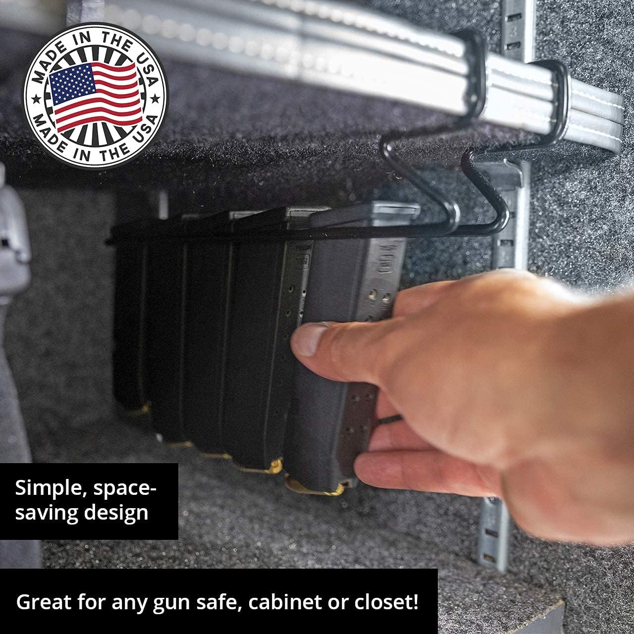 Magminder Undershelf Magazine Rack - Stores AR, AK, PMAG, and Double Stack Magazines with baseplates - reimagine Your Gun Safe Products!