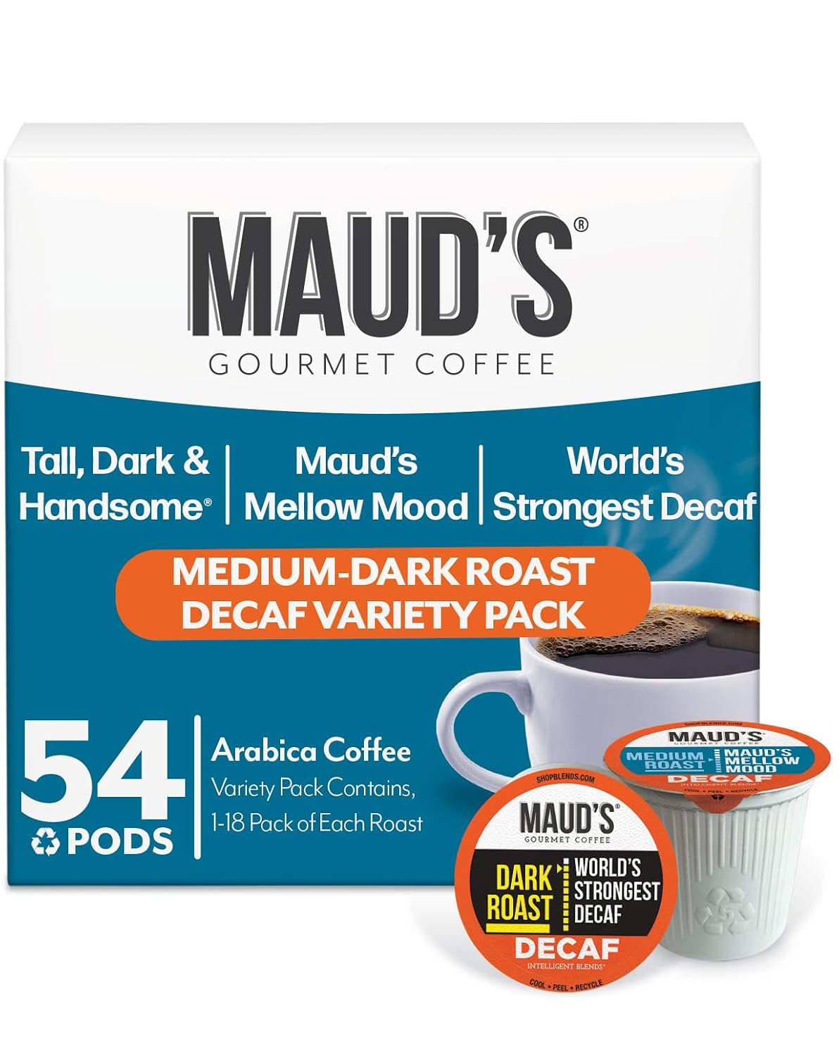 Maud’s Decaf Dark Roast Coffee Pods, 100ct | Decaffeinated Coffee in Single Serve Pods – Compatible with Keurig Coffee Makers