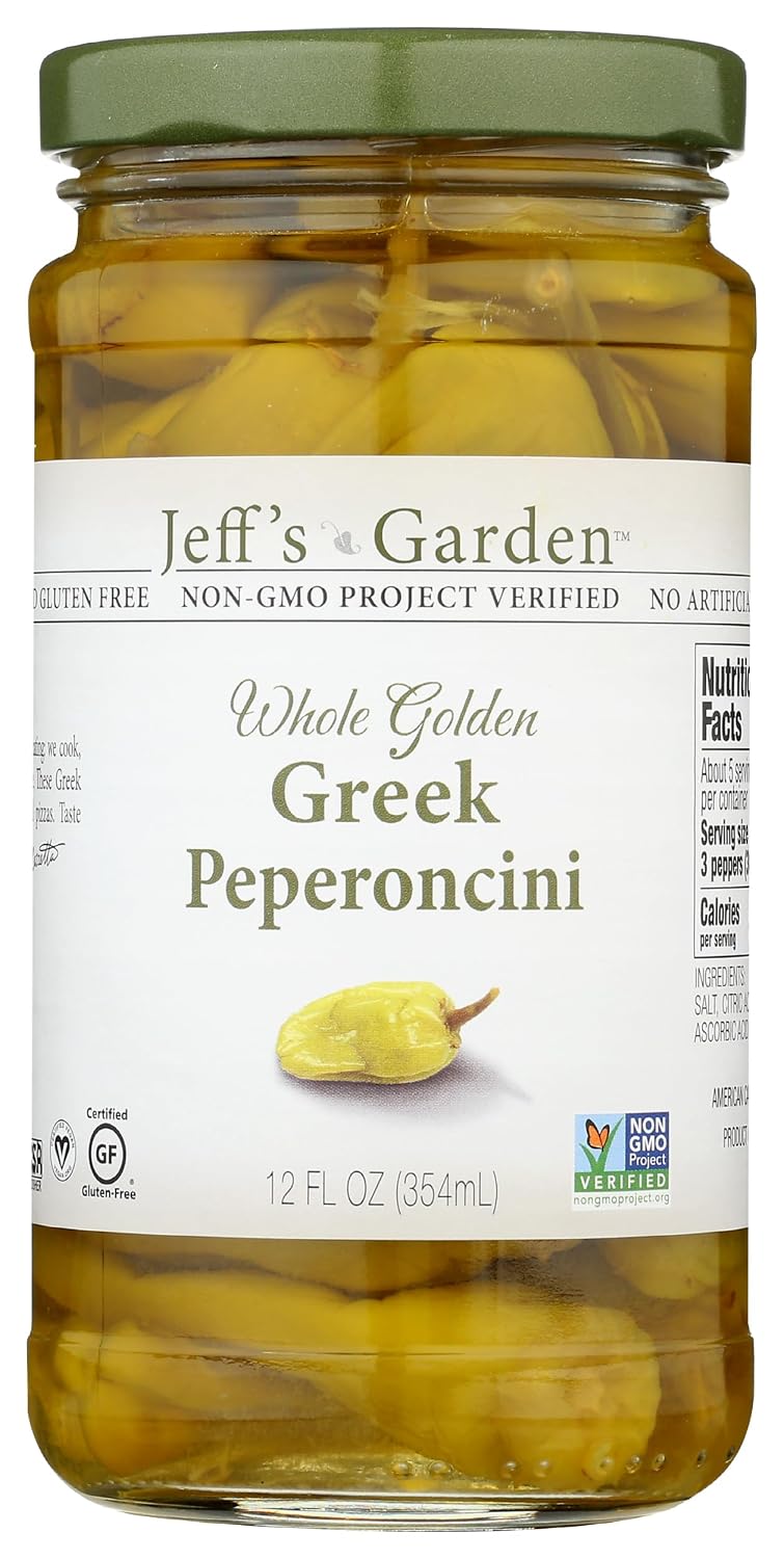 Jeff's Garden, Peperoncini Grrek Golden Whole, 12 Ounce