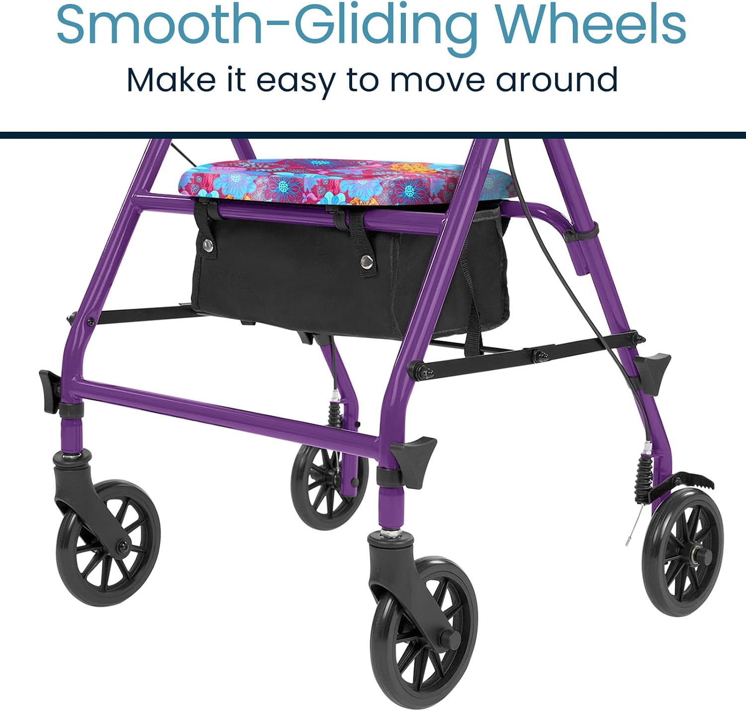 Vive Mobility Steel Rollator Walker with Seat - Foldable, Narrow