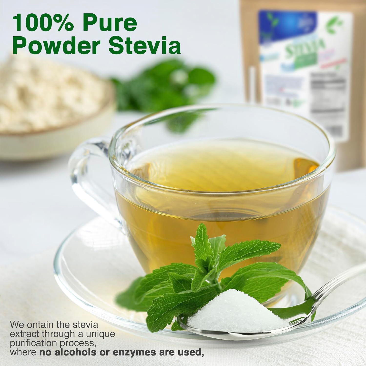 Stevia Powder 100% Pure, No Artificial Sweetener, Stevia Green Leaf Extract | Zero Calorie & Keto Friendly (0.6 Ounces)
