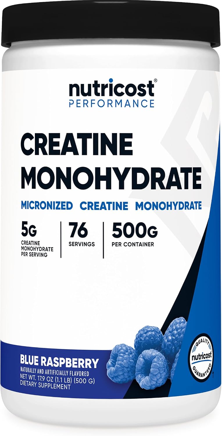 Nutricost Creatine Monohydrate Micronized Powder 500G, 100 Servings | 5000mg Per Serving (5g), 17.9 Oz
