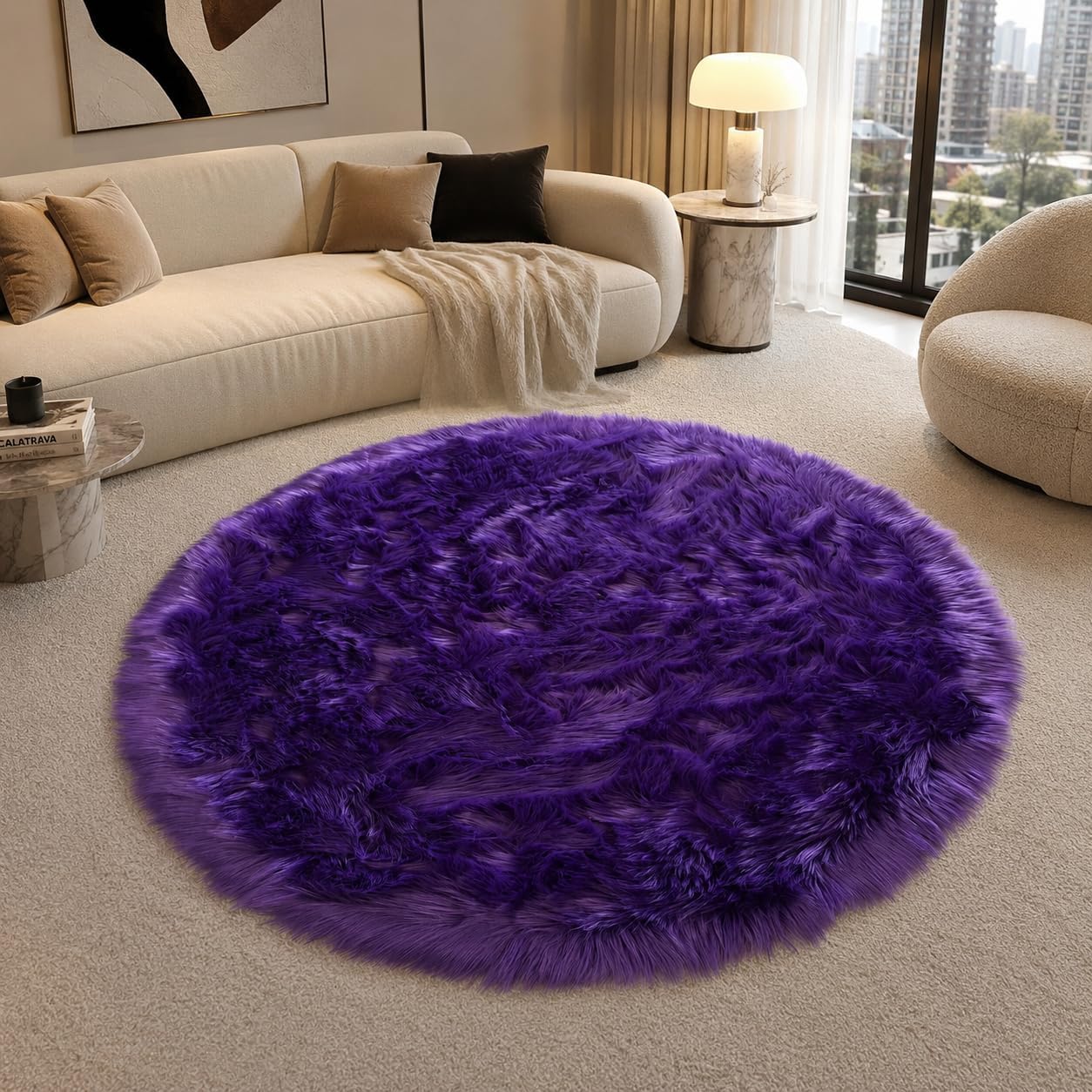 EasyJoy Ultra Soft Fluffy Shaggy Area Rug Faux Fur Rug Chair Cover Seat Pad Fuzzy Area Rug for Bedroom Floor Sofa Living Room (2 x 6 ft Sheepskin