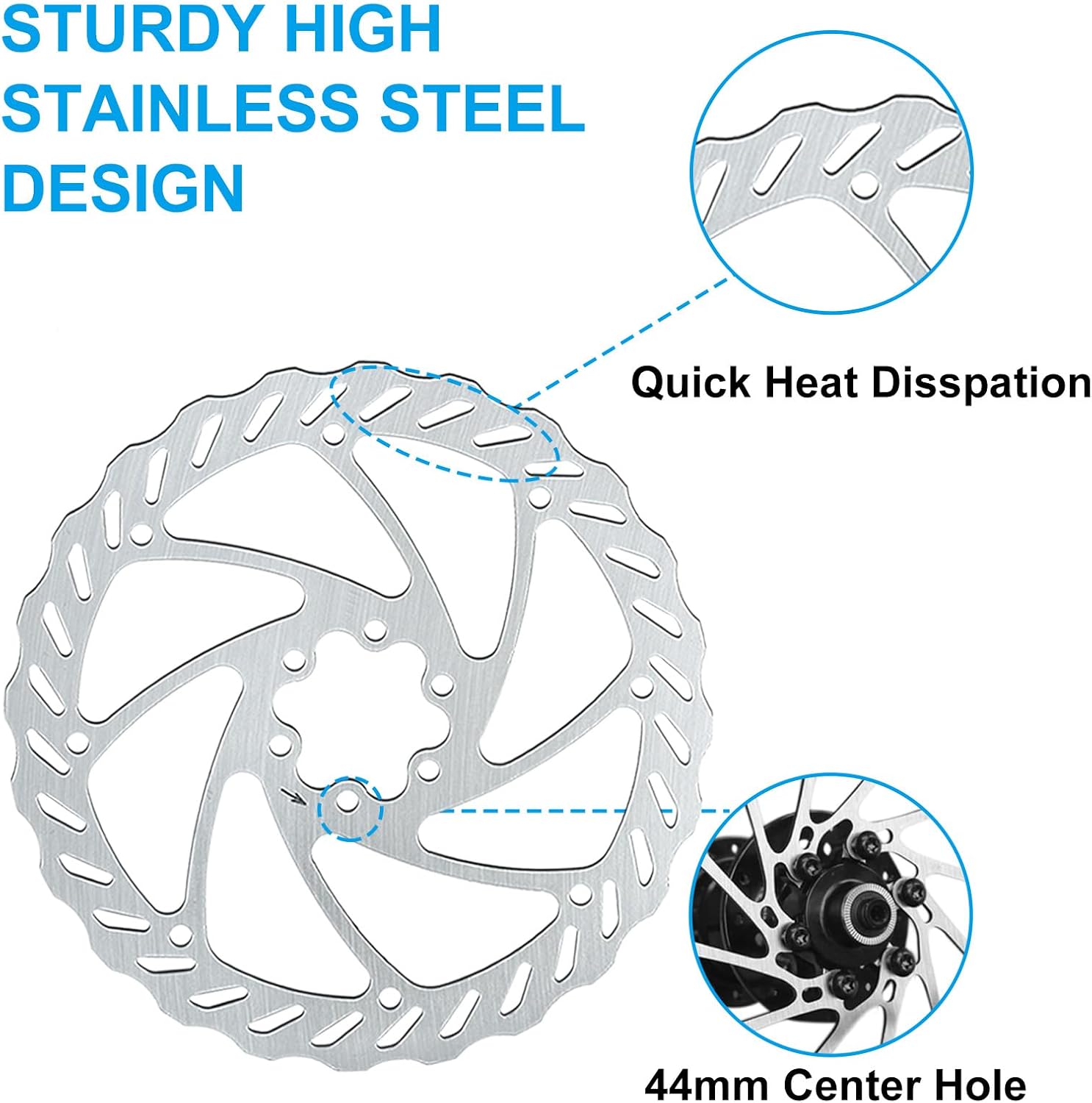 Bike Disc Brake Rotor Kit, 180mm Disc Brakes Rotors with 12 Bolts l.It fit in Many Brands of Disc Brake Caliper and Match for MTB, Road Bike, E-Bike