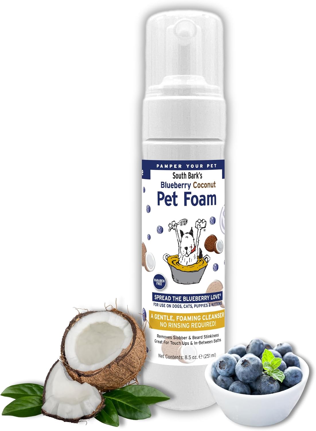 South Bark's Blueberry Facial® Pet Shampoo 12 oz. | Brightener & Tear Stain Remover | Long-Lasting Odor Eliminator | Cruelty-Free | Paraben-Free | Made in The USA