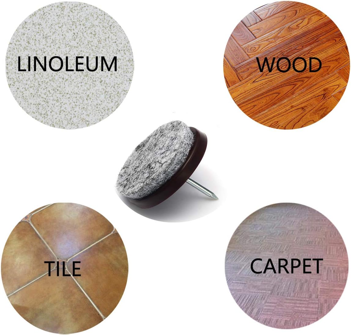 Furniture Felt Pads Nail-on Heavy Duty Felt Pad Chair Sliders Round Chair Leg Floor Protectors 1" Furniture Leg Protector 24 Pack