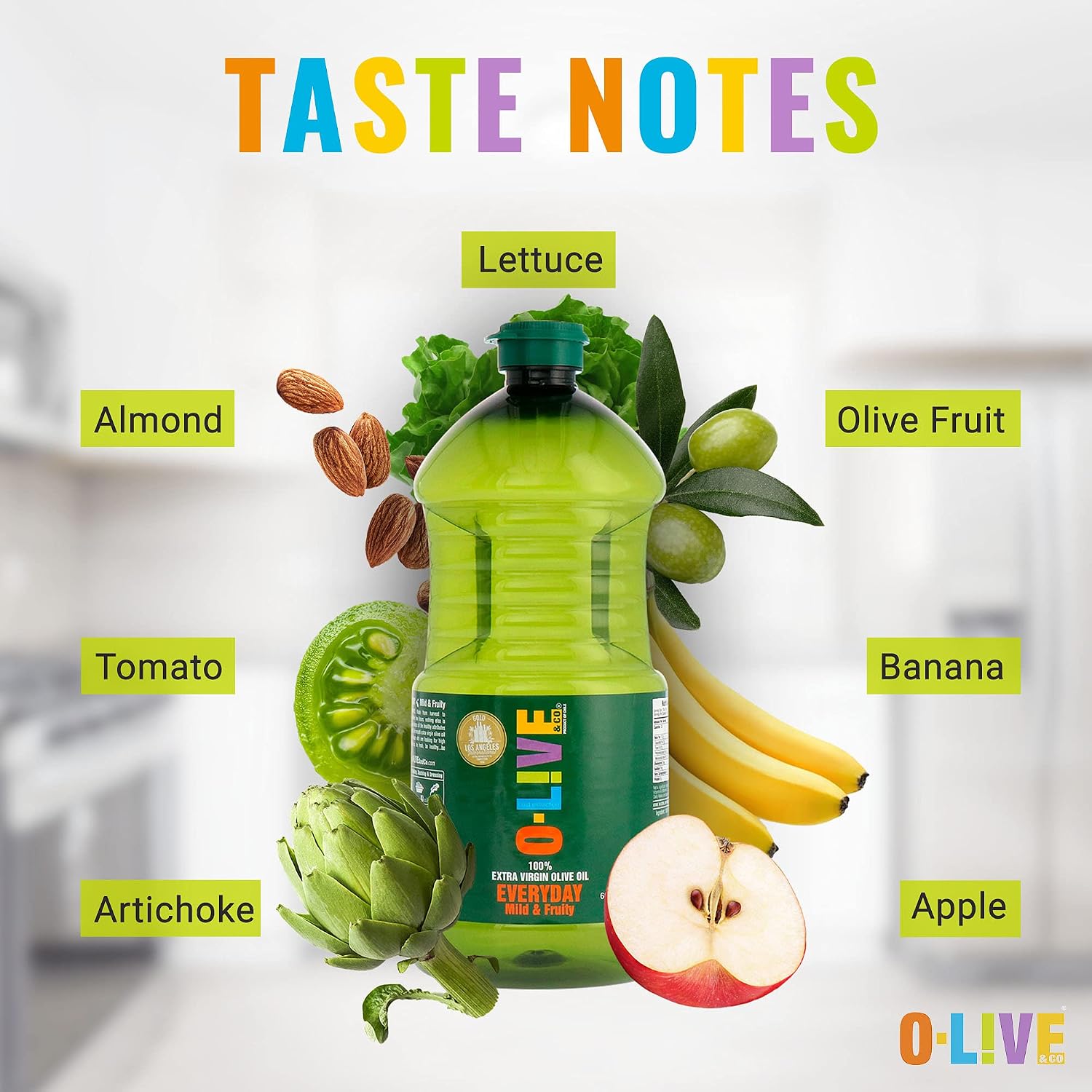 O-Live & Co. 25 Fl Oz 100% Extra Virgin Olive Oil - No Additive - Single Origin Versatile EVOO - First Cold Pressed - Polyphenol Rich - Glass Bottle - New Harvest - Award Winner