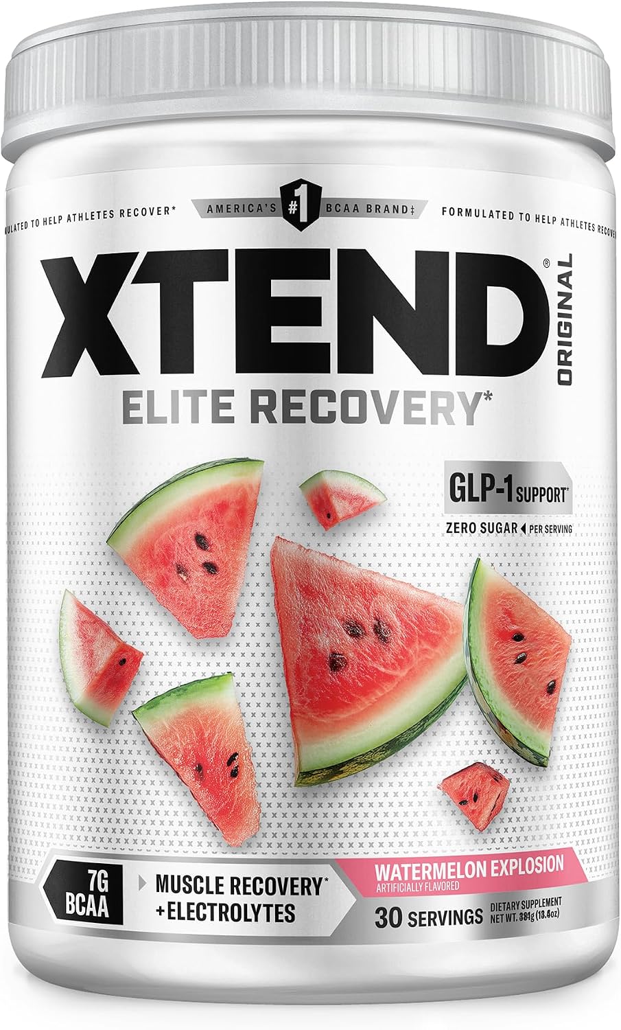Xtend Original BCAA Powder, 7g BCAAs and 2.5g L-Glutamine for Muscle Recovery Hydration and Lean Muscle, Sugar Free Intra and Post Workout Drink with Electrolytes, Watermelon Explosion, 30 Servings