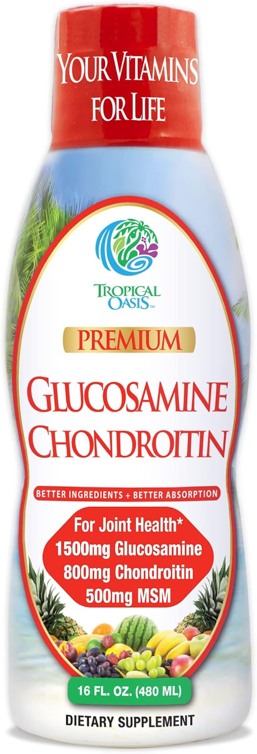 Tropical Oasis–Premium Liquid Glucosamine Chondroitin & MSM- Liquid Joint Support Formula 1500mg Glucosamine, 800mg Chondroitin