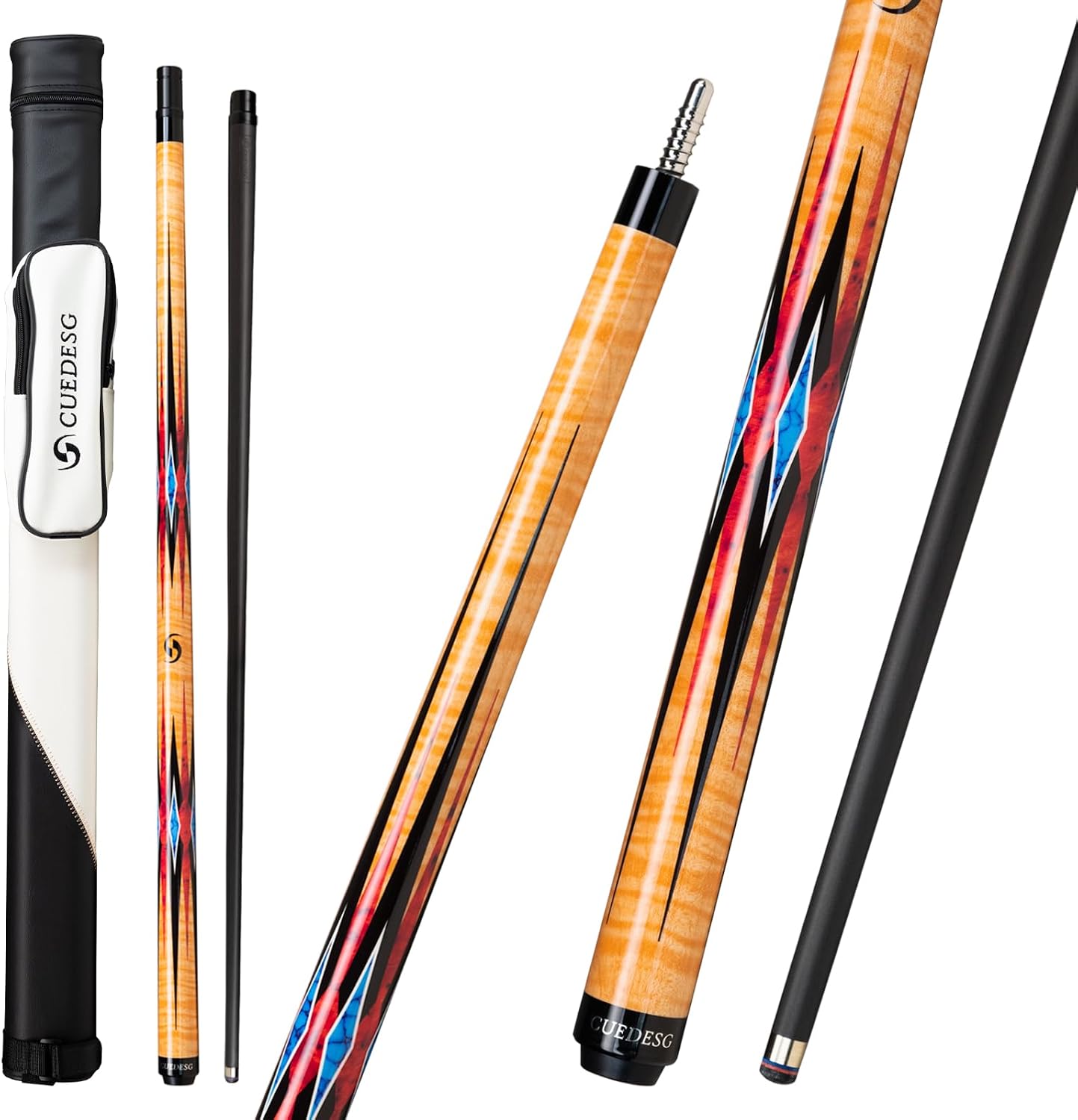 Carbon Fiber Pool Cue Stick 10.5mm/11.8mm/12.5mm,Low Deflection Pool Stick,Professional Cue Stick with Case